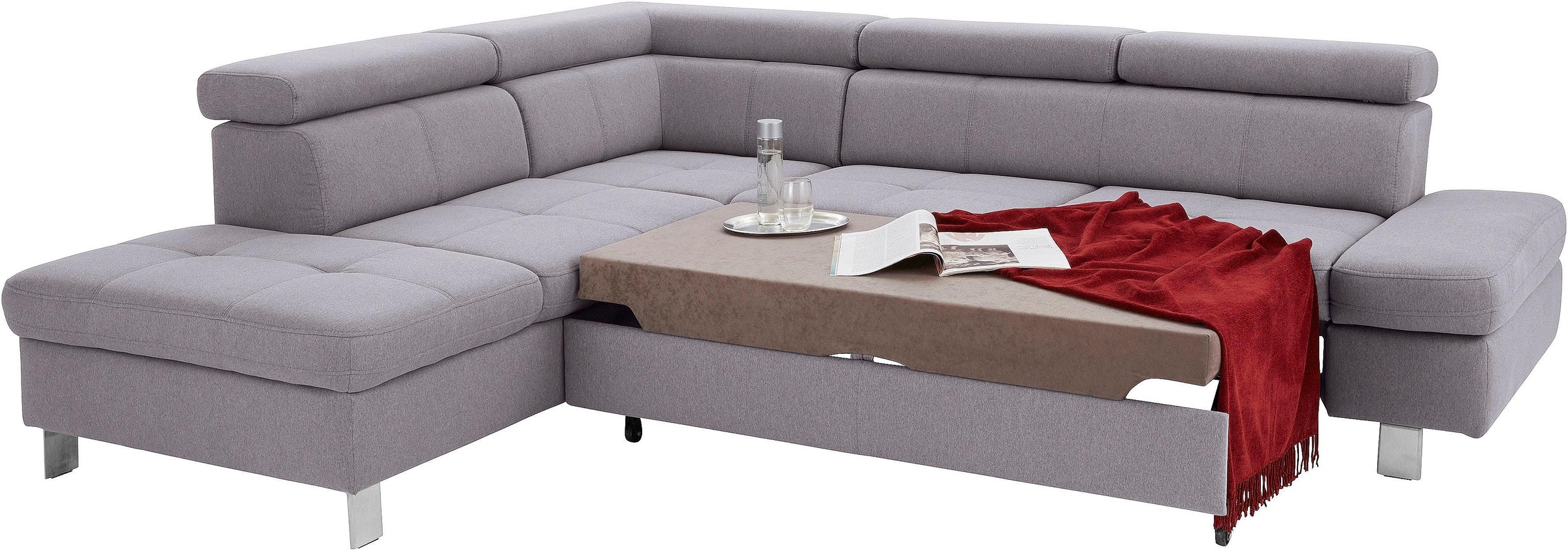 exxpo - sofa fashion Ecksofa »Fiji, L-Form«, mit Kopf- bzw. Rückenverstellung, wahlweise mit Bettfunktion