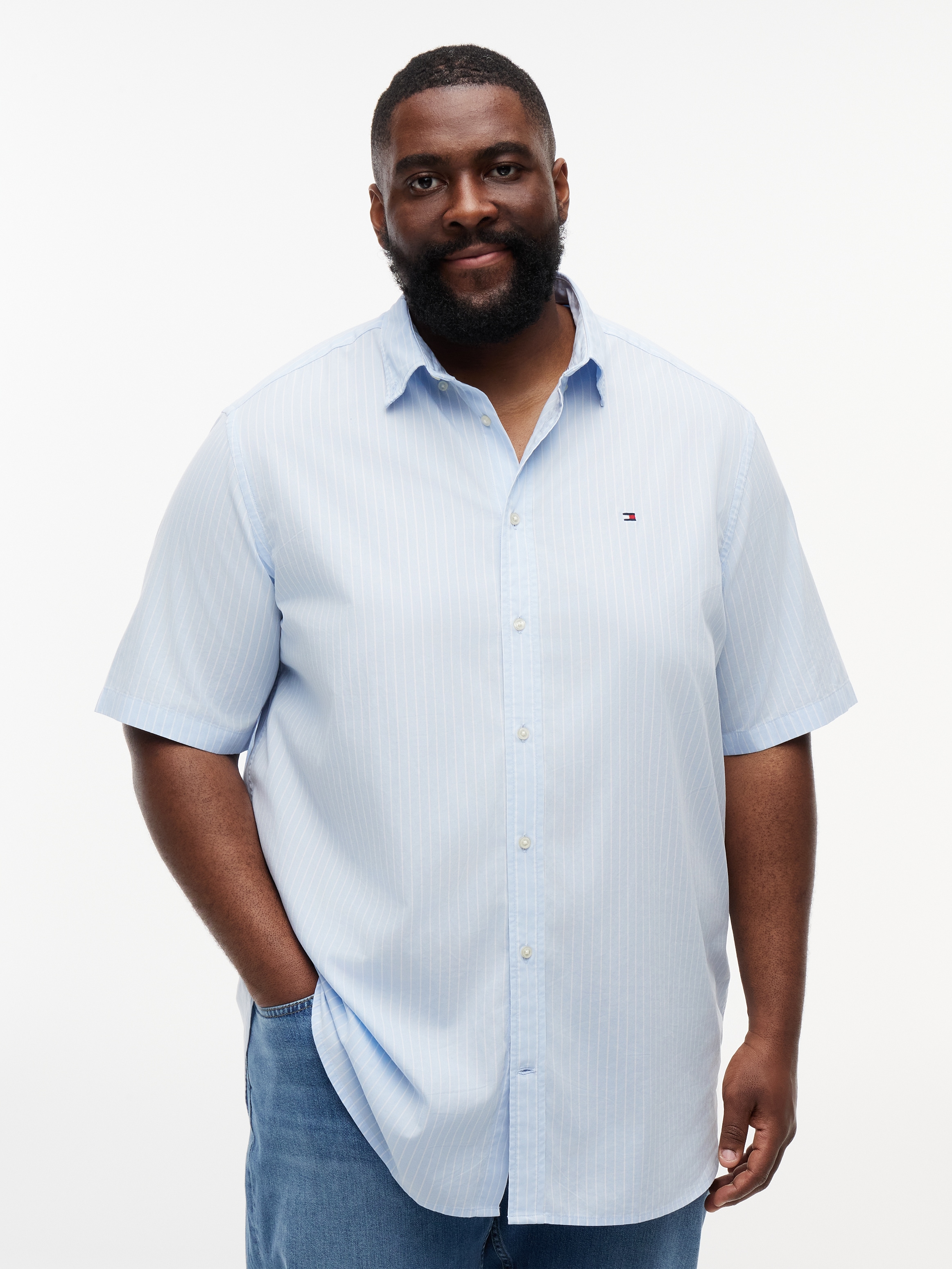 Tommy Hilfiger Big & Tall Kurzarmhemd »FLEX POPLIN« Große Größen, regular fit, fein gestreift