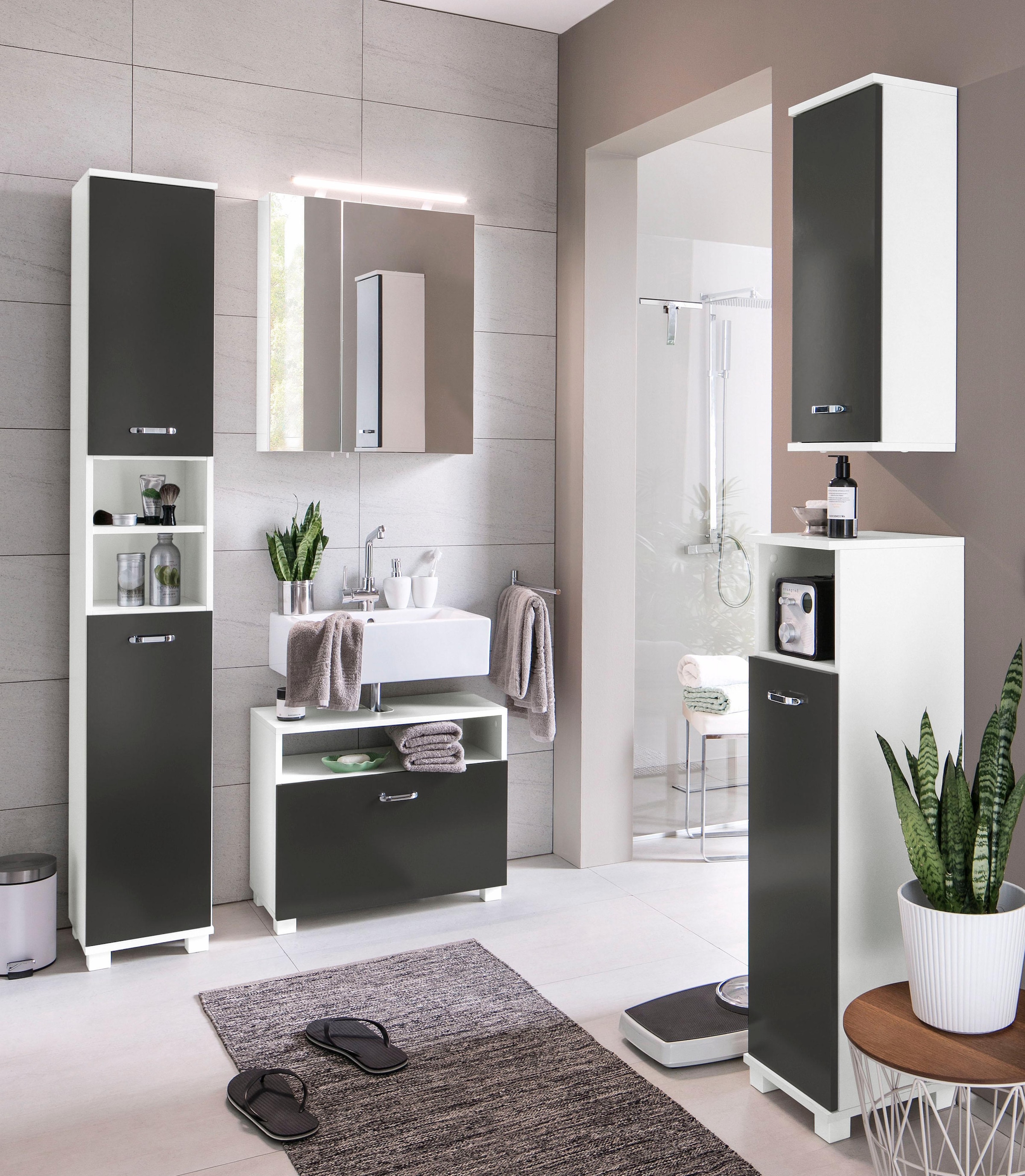 Schildmeyer Hochschrank »Colli in verschiedenen Farben«, Höhe 193,7 cm, Badezimmerschrank mit Metallgriffen, Ablageböden