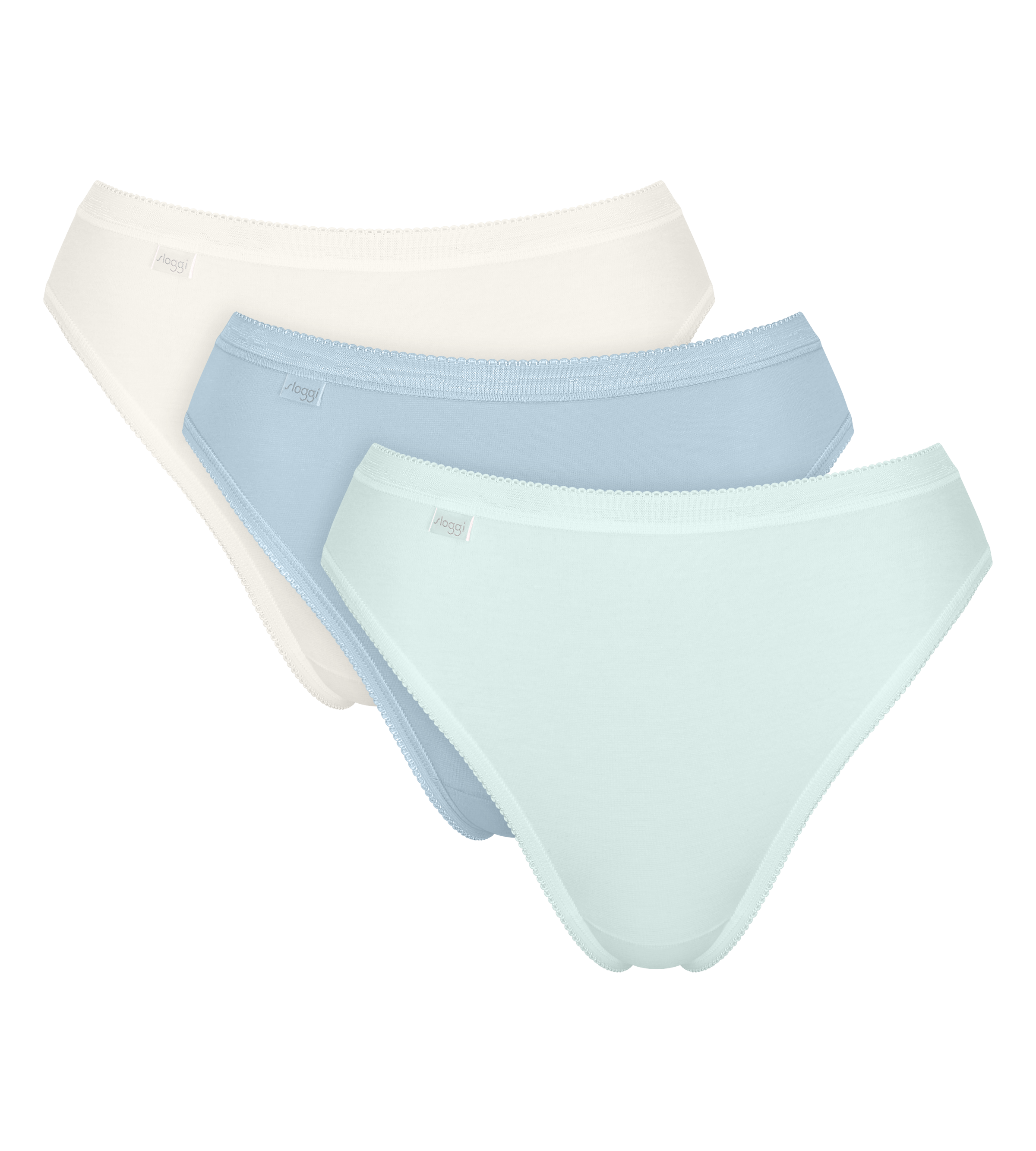 SLOGGI Damen Tai-Slip "Basic+ Tai C3P", Gr. 44medium grau melange, Single Jersey, Obermaterial: 95% Baumwolle, 5% Elasthan, unifarben, Unterhosen,