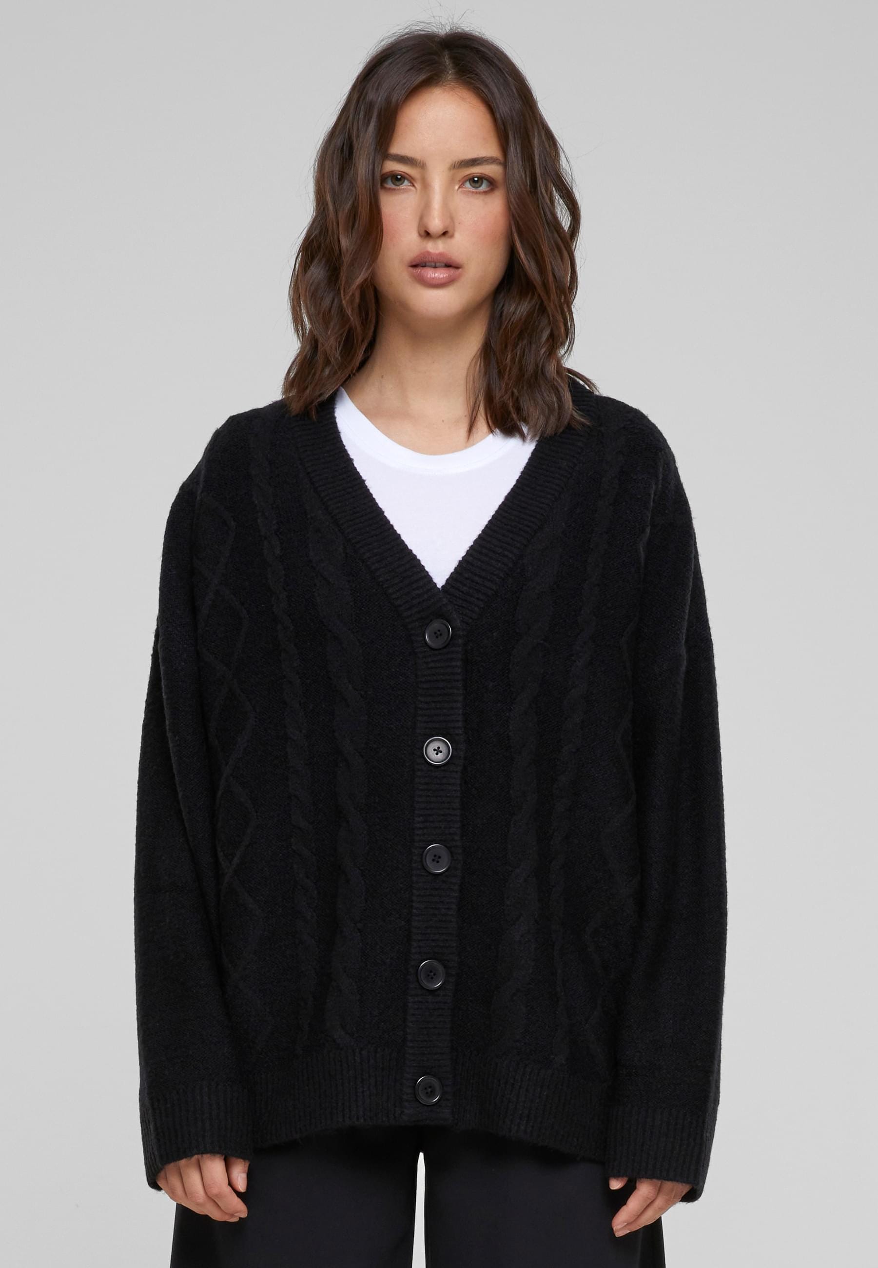 URBAN CLASSICS Strickjacke »Urban Classics Damen Ladies Cabel Knit Cardigan«