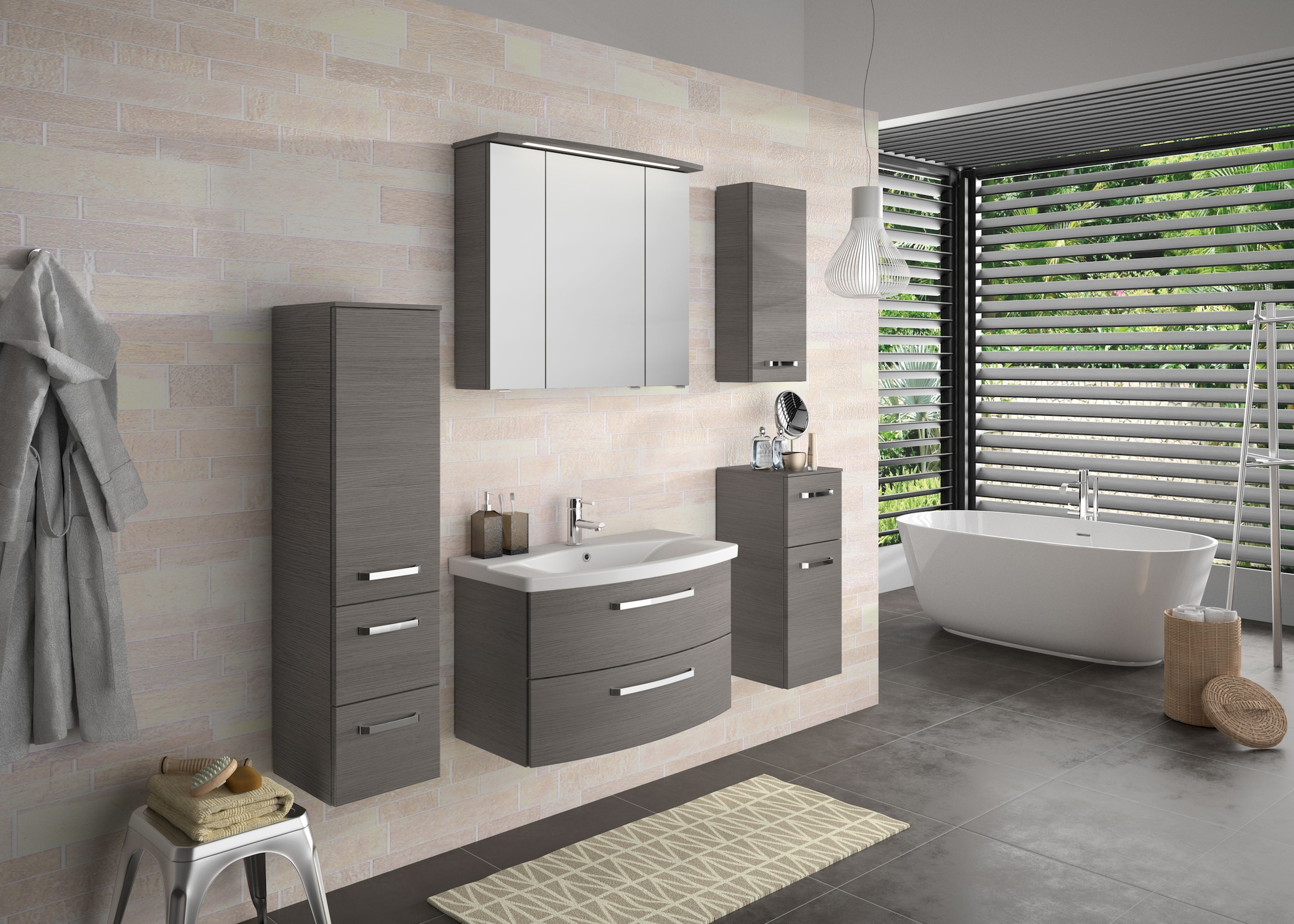 Saphir Midischrank »Serie 4010 Badschrank 30cm breit, 1 Tür, 2 Schubladen, inkl Türdämpfer«, 2 Glas-Einlegeböden, Badezimmer-Midischrank 121 cm hoch, 33 cm tief