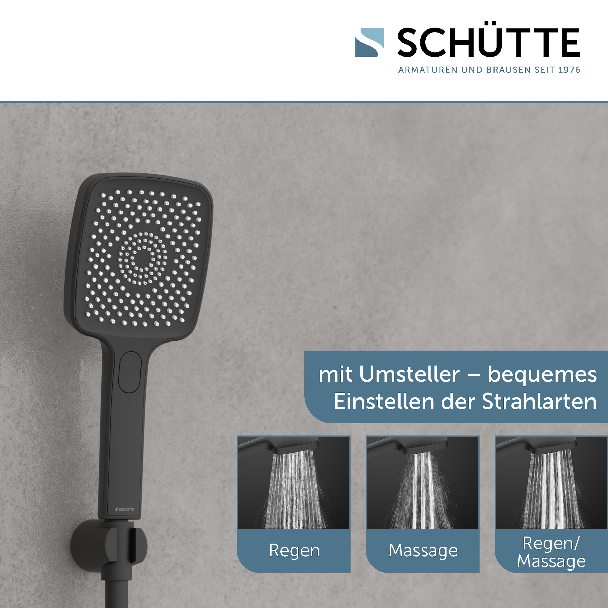 Schütte Handbrause »HAWAII«, 3-fach verstellbar, mit Antikalknoppen, wassersparend, rund