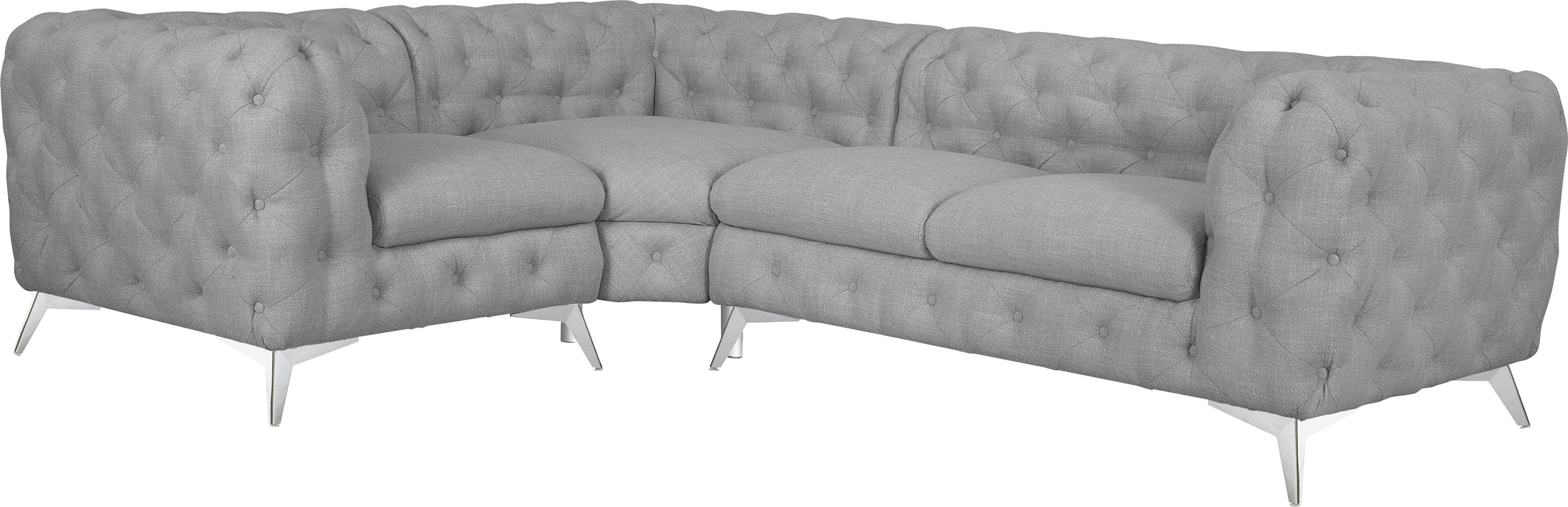 Home affaire Chesterfield-Sofa »Ecksofa GLYNIS L-Form mit Wellenunterfederung, Maße B/T/H 264/204/75cm« aufwändige Knopfheftung, moderne Chesterfield Optik, Fußfarbe wählbar