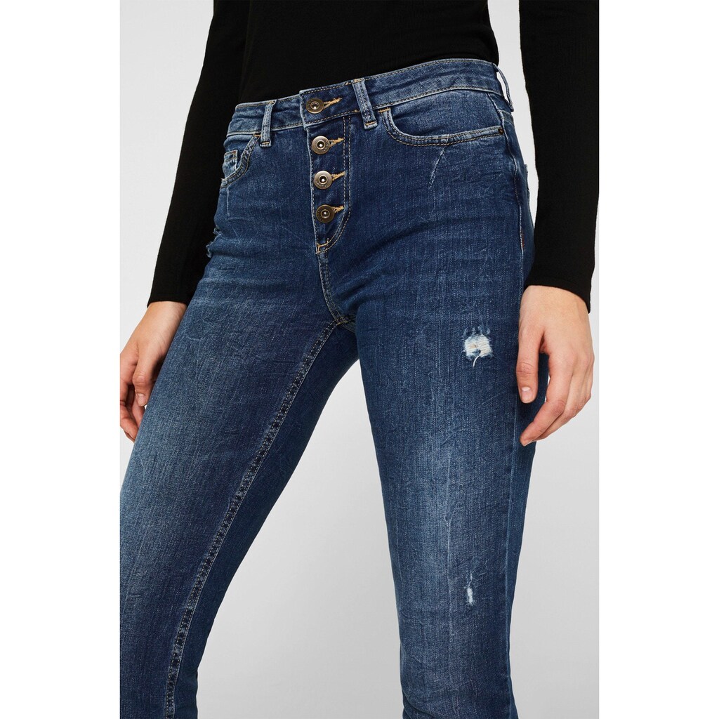 edc by Esprit Stretch-Jeans, mit geradem Bein und dekorativen Abnähern