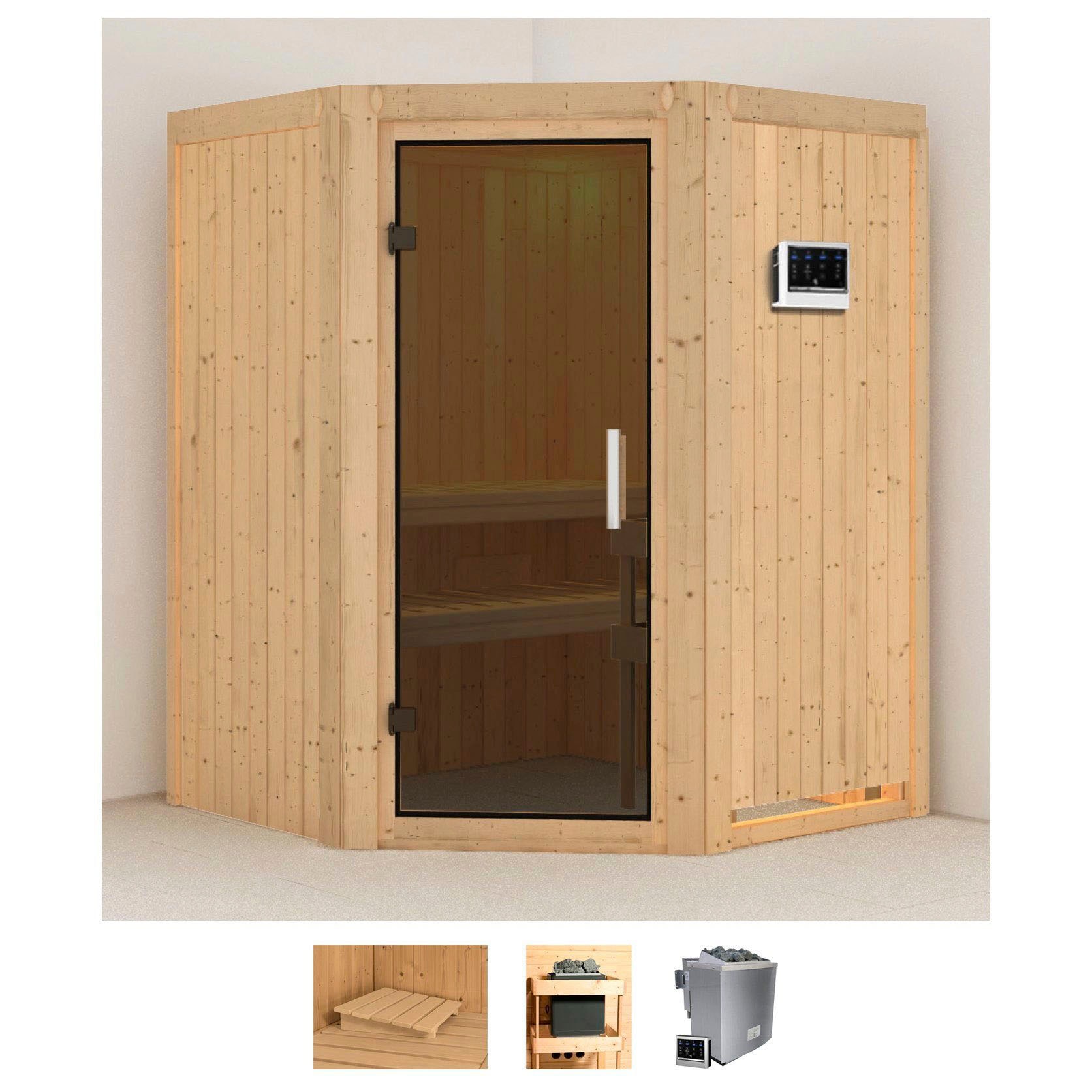 Karibu Sauna "Larin" Set, Ofen 9 kW Bio externe Strg easy