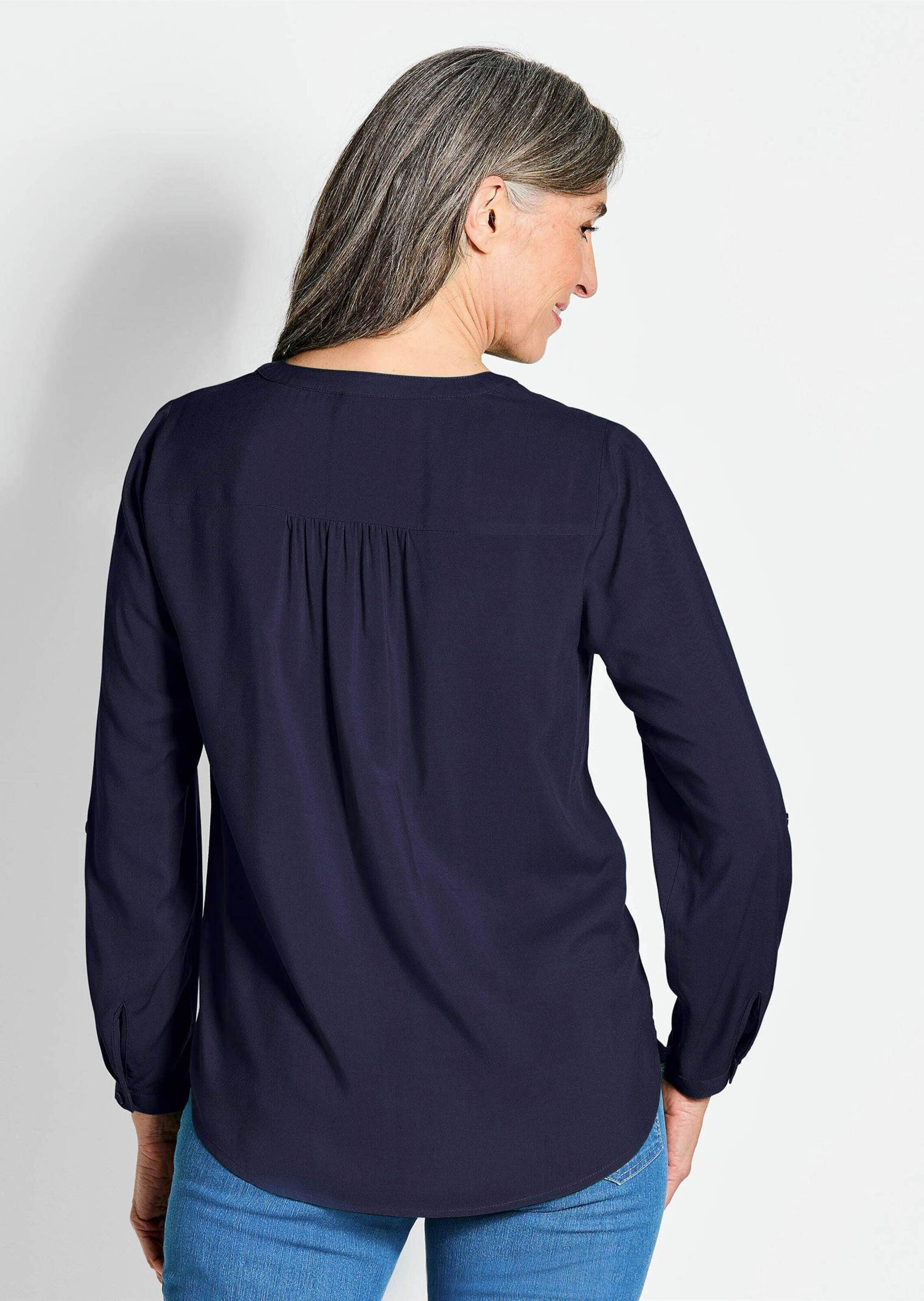 GOLDNER Schlupfbluse »Langarm Businessbluse mit V-Ausschnitt«