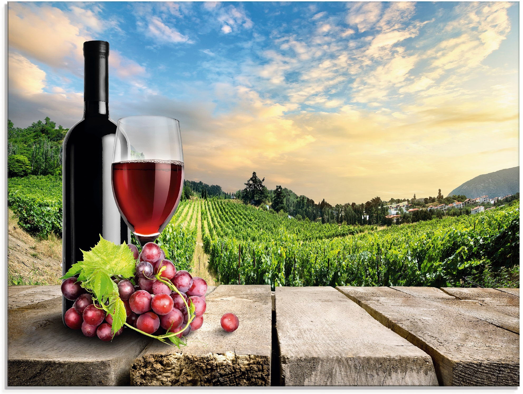 BAUR Größen (1 Glasbild Artland | Berge, vor St.), in »Wein Weinbergen«, bestellen verschiedenen