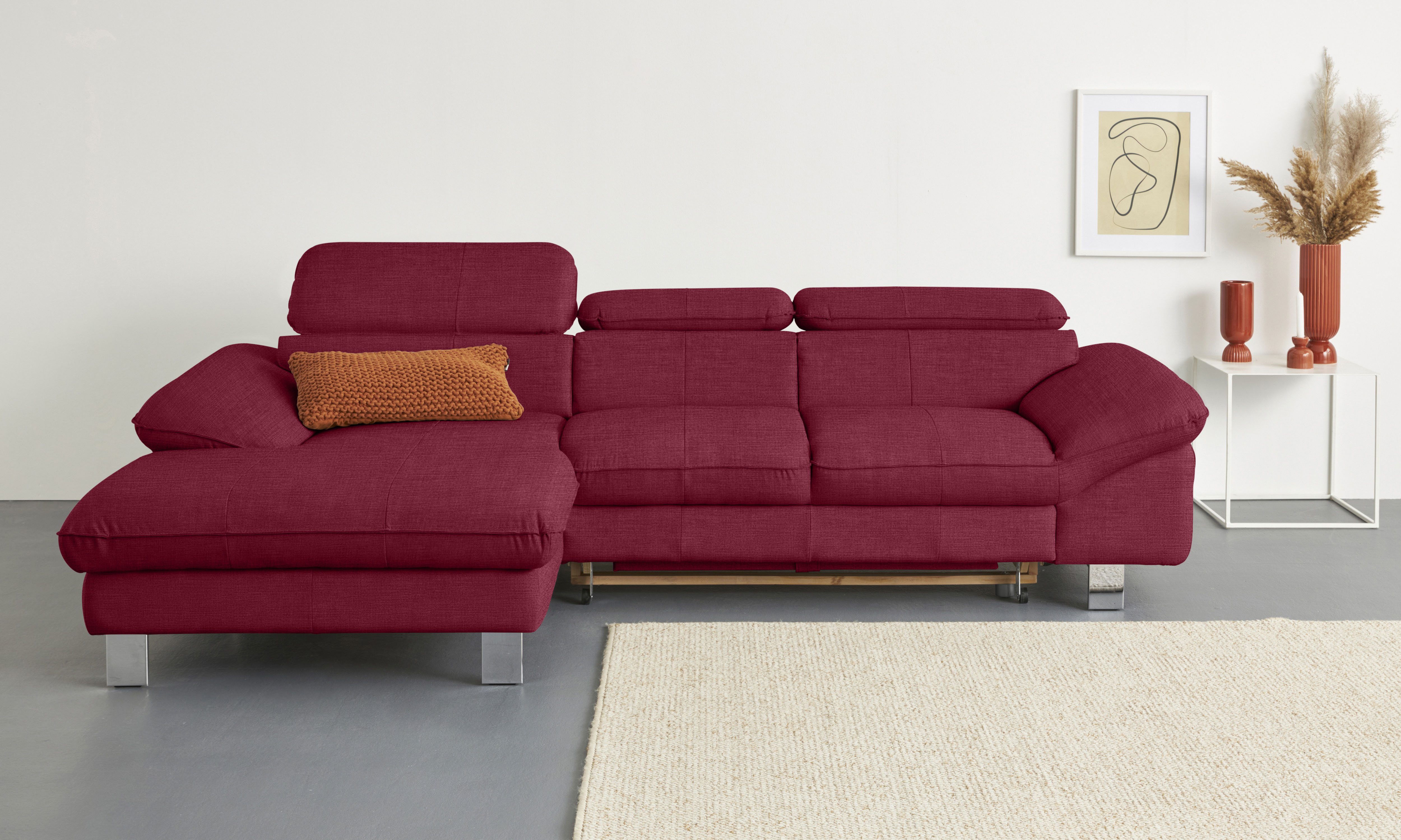 COTTA Ecksofa "Driver L-Form, B:268 cm, moderne Couch mit Wellenunterfederung" Kopfteilverstellung, optional Schlaffunktion & Bettkasten