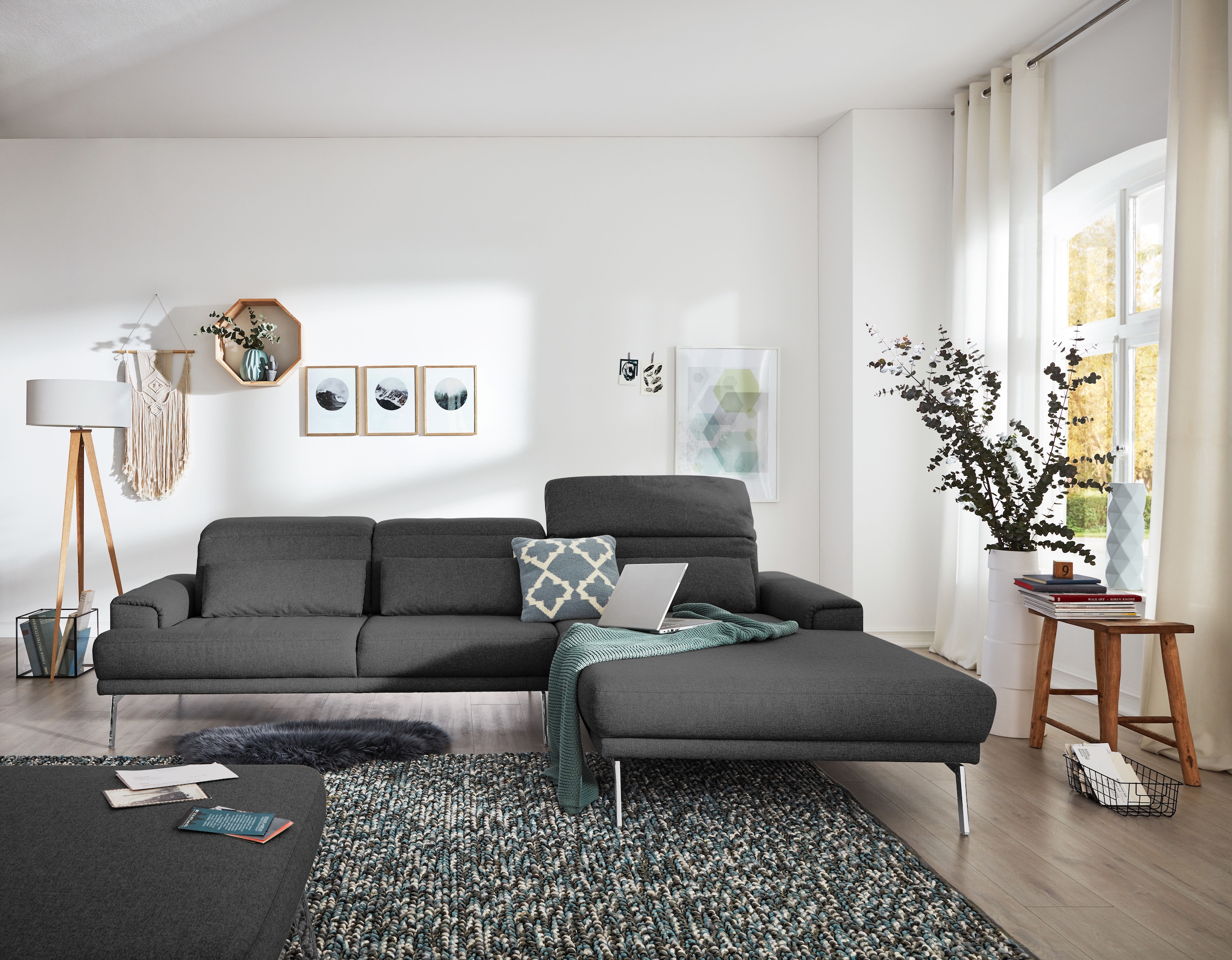 Musterring Ecksofa »MR 4580«, mit Kopf- und Sitztiefenverstellung, Metallfuß chrom, 288 x 193/220cm