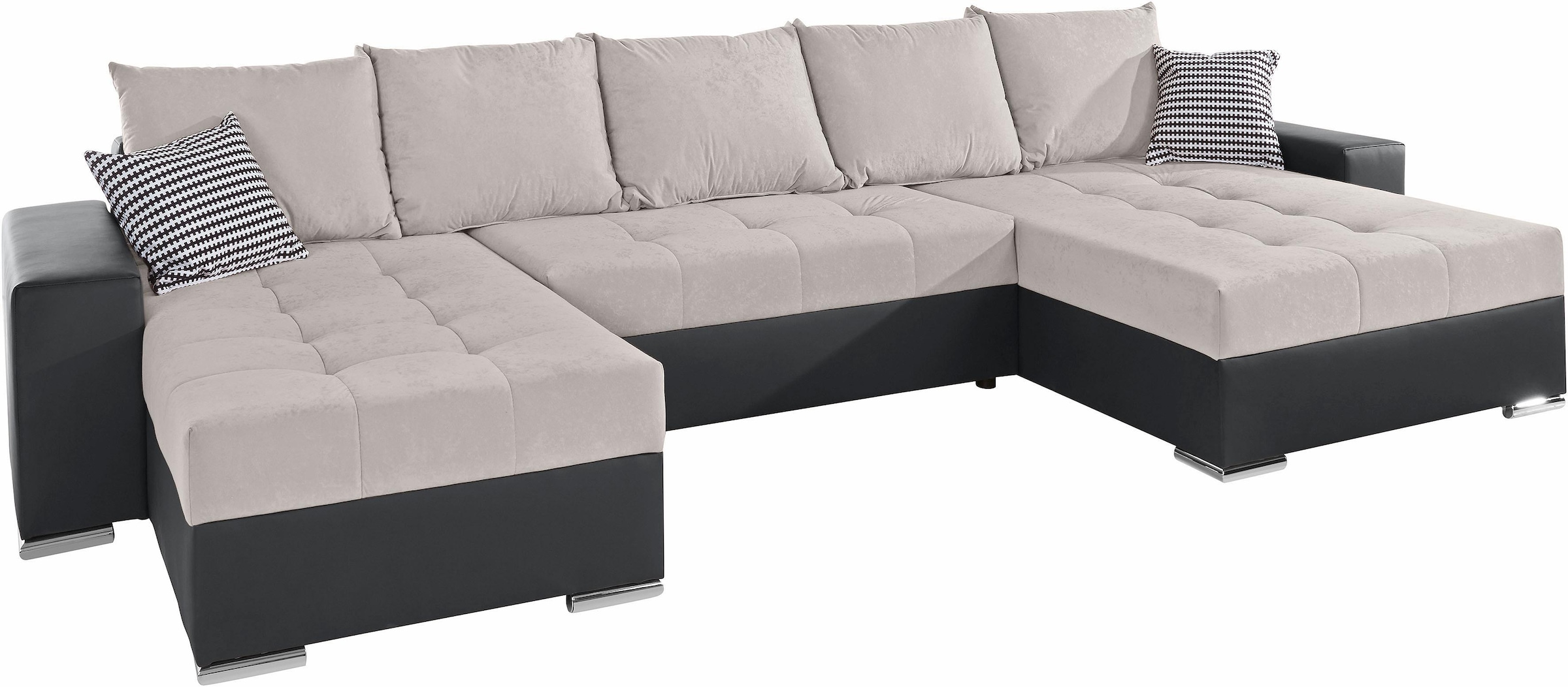 COLLECTION AB Wohnlandschaft »XXL-Josy U-Form, Breite 333 cm, mit 2 Recamieren 77 & 97 cm«, inkl. Bettfunktion, Bettkasten, mit 5 gleich großen Rückenkissen