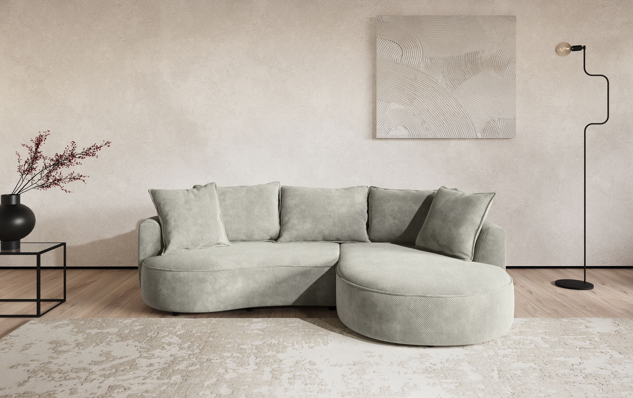 OTTO home Ecksofa "Sana L-Form, B: 260 cm, organische Form, Otto.Verlässliche Qualität" Loungesofa mit Wellenunterfederung