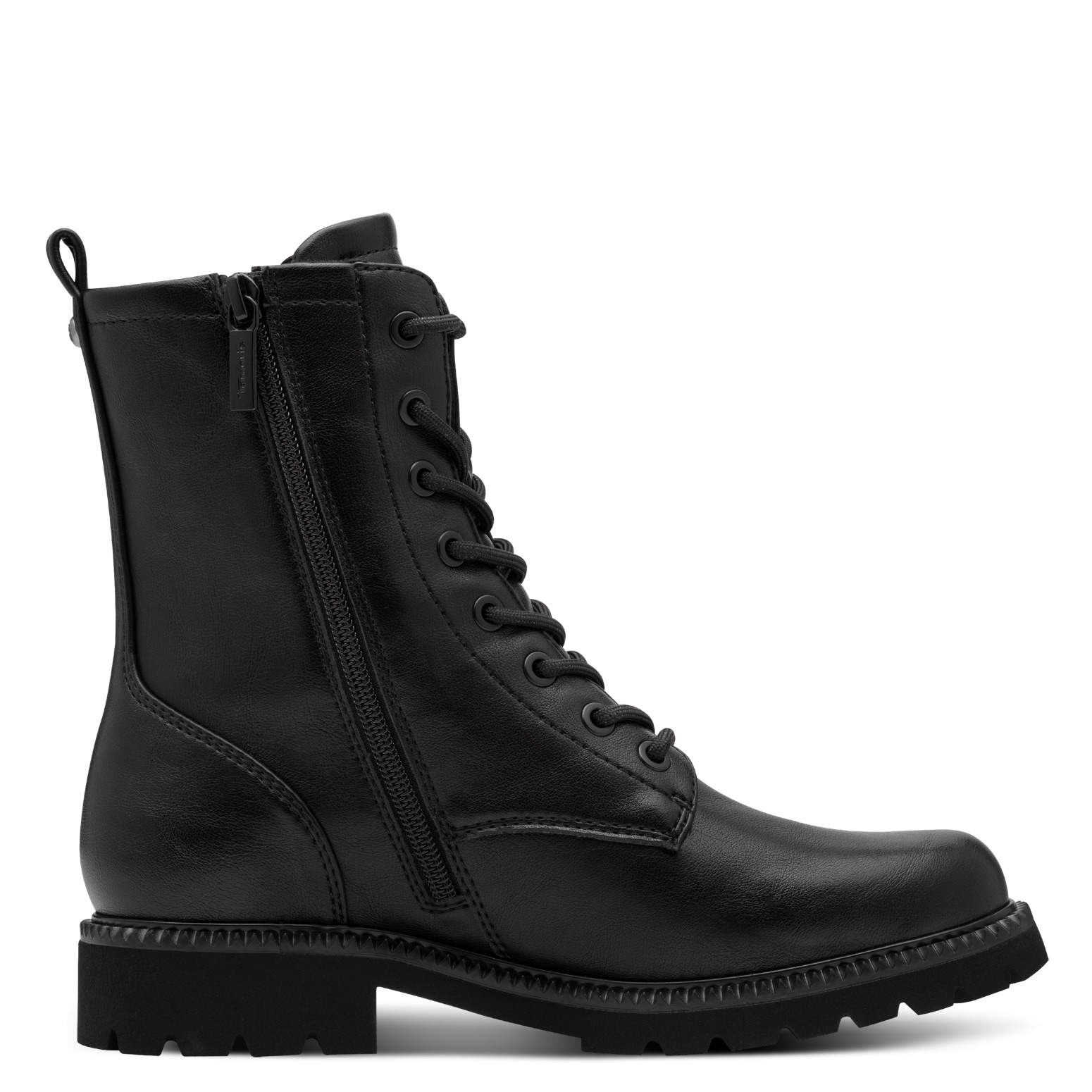 Tamaris Schnürstiefelette, Blockabsatz, Schnürboots mit Logoaufnäher an der Schuhzunge
