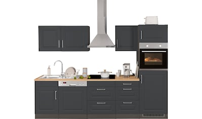Küchenzeile »Stockholm«, Breite 280 cm, mit hochwertigen MDF Fronten im Landhaus-Stil