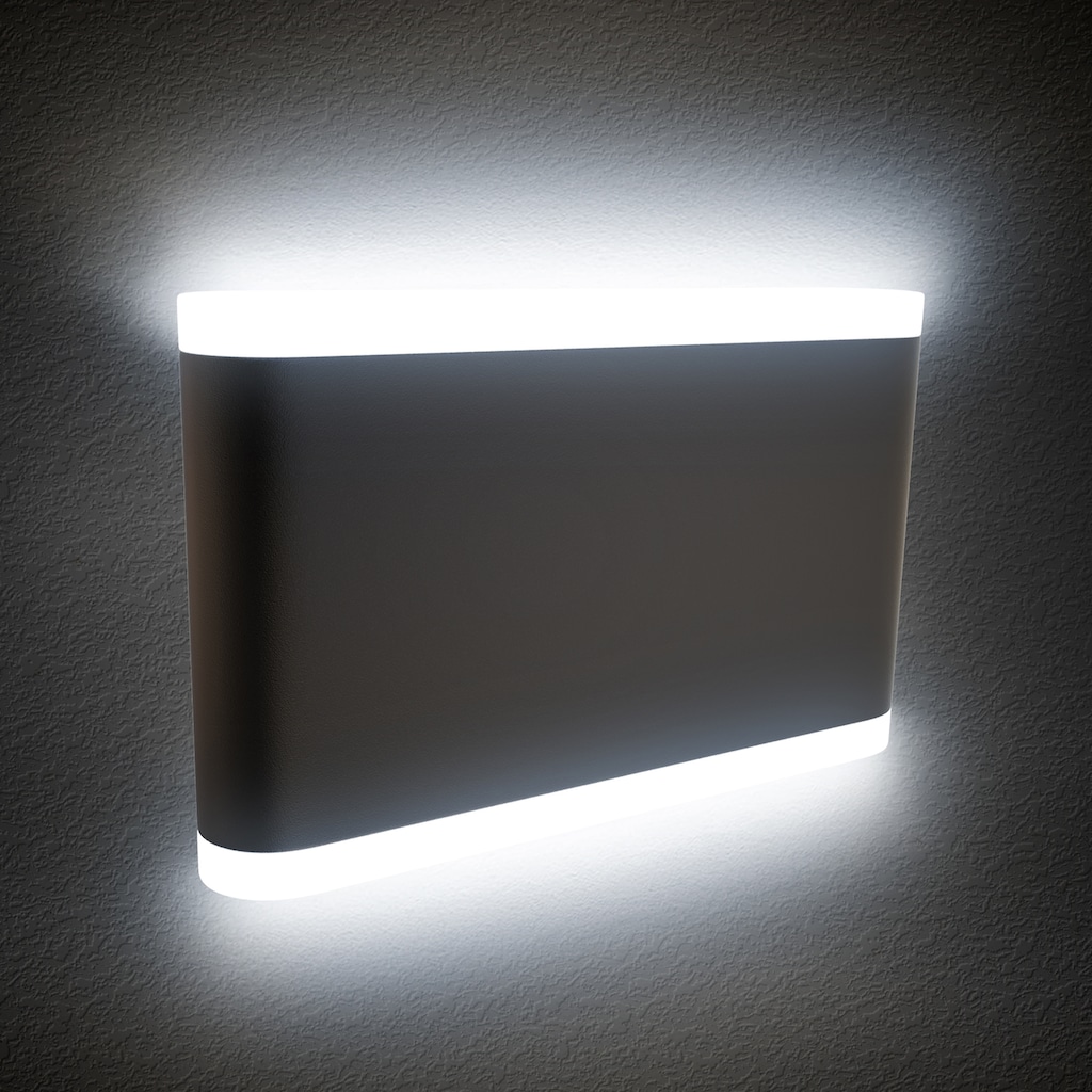 B.K.Licht LED Außen-Wandleuchte, 2 flammig-flammig, LED Außenleuchte IP44 Wand-Spot Fassaden-Lampe Strahler schwarz