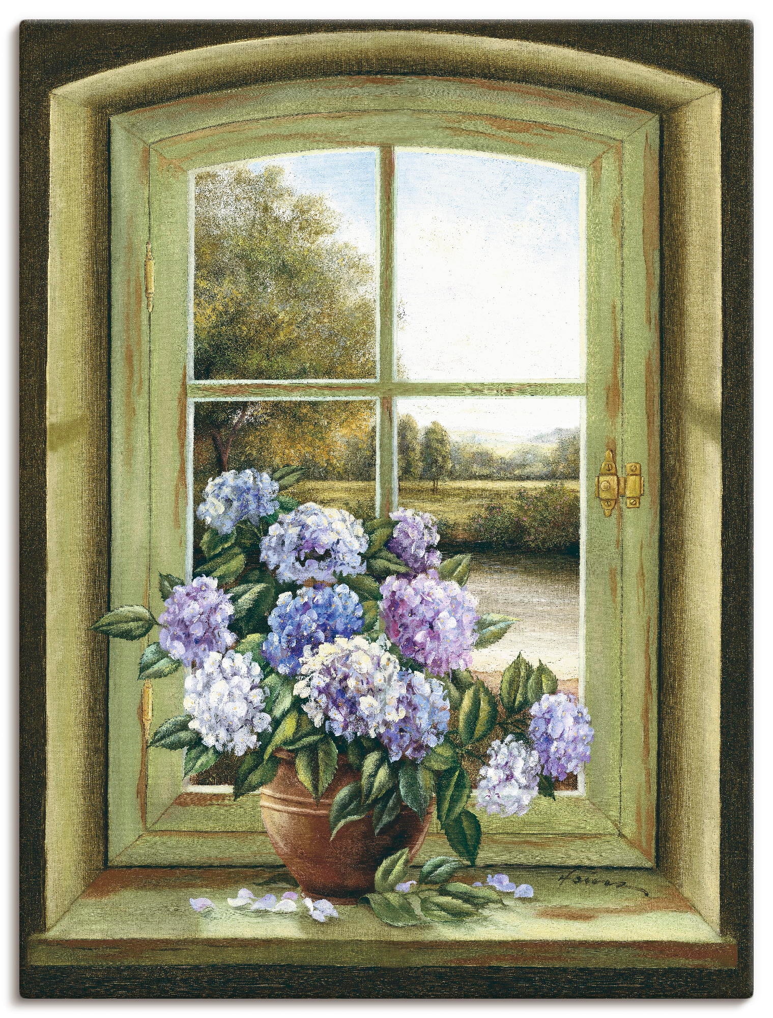 Artland Wandbild "Hortensien am Fenster" Arrangements 1 Stk. tlg. als Alubi günstig online kaufen
