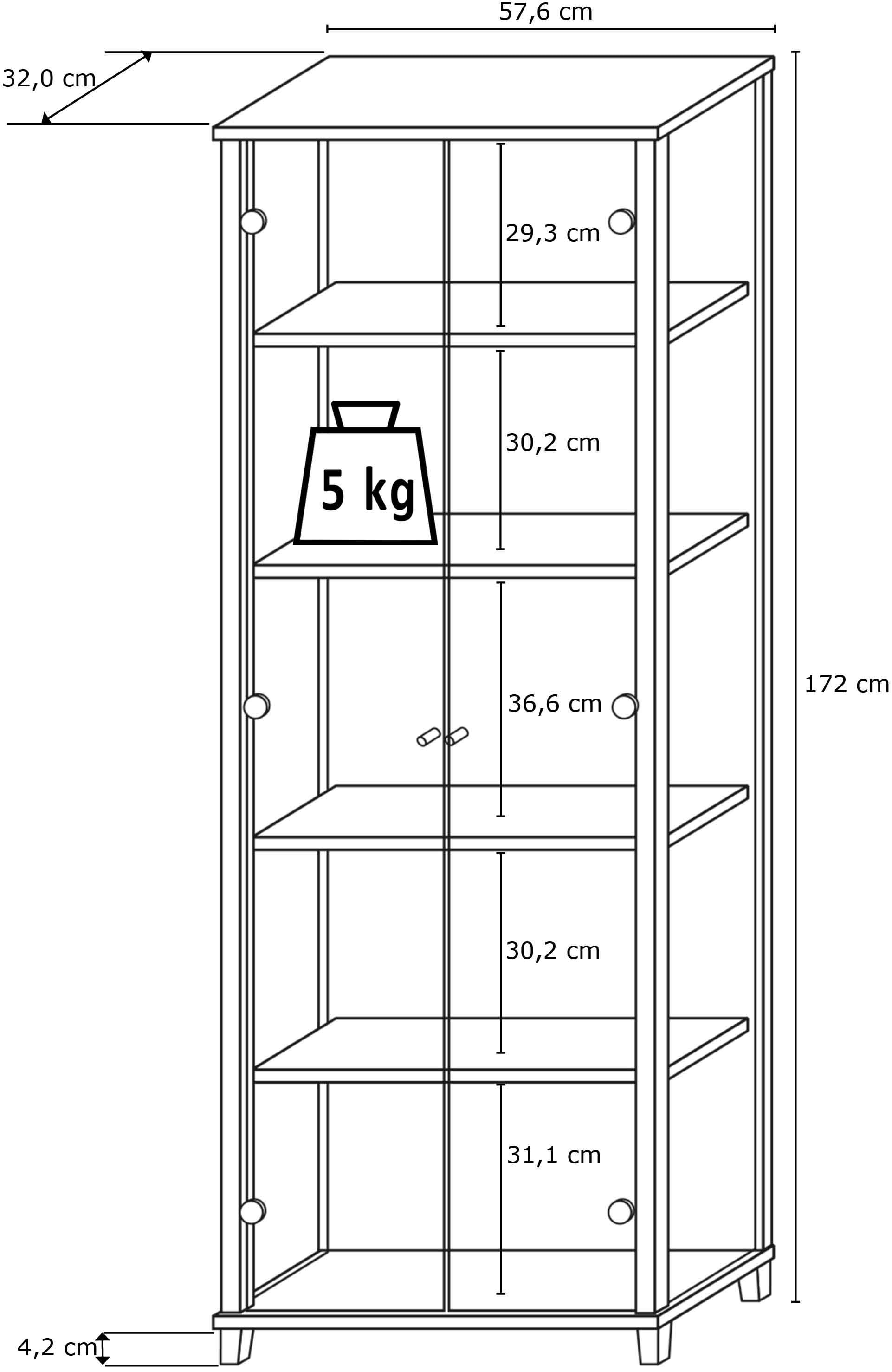 fif möbel Vitrine »OPTIMA« Standvitrine, Vitrinenschrank, Glasvitrine, Sammlervitrine