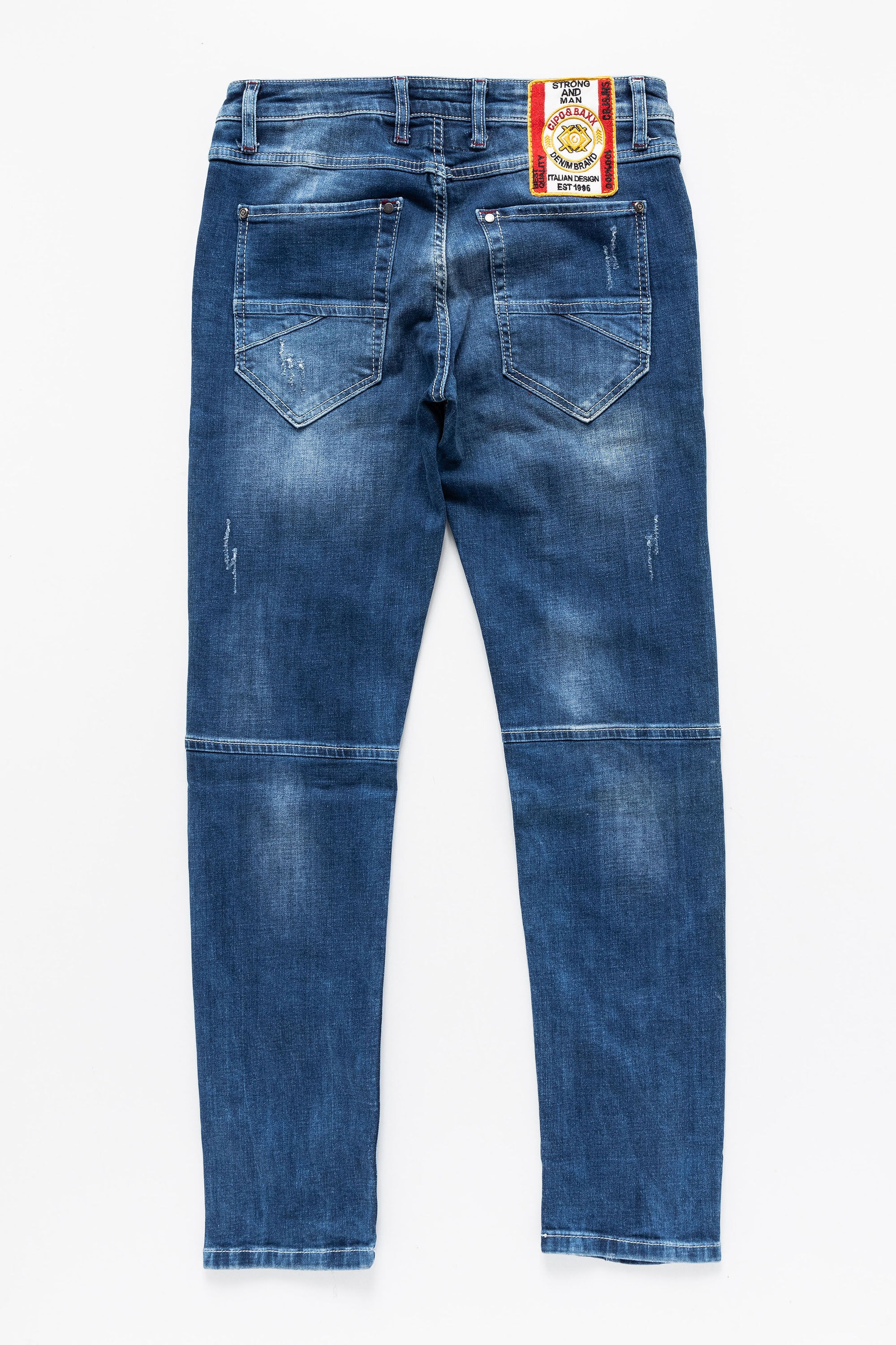 5-Pocket-Jeans CIPO & BAXX "Hose", Herren, Gr. 38, Länge 32, blau, 99% Baumwolle, 1% Elasthan, unifarben, regular fit lang, Jeans 5-Pocket-Jeans, mit modischen Applikationen 3
