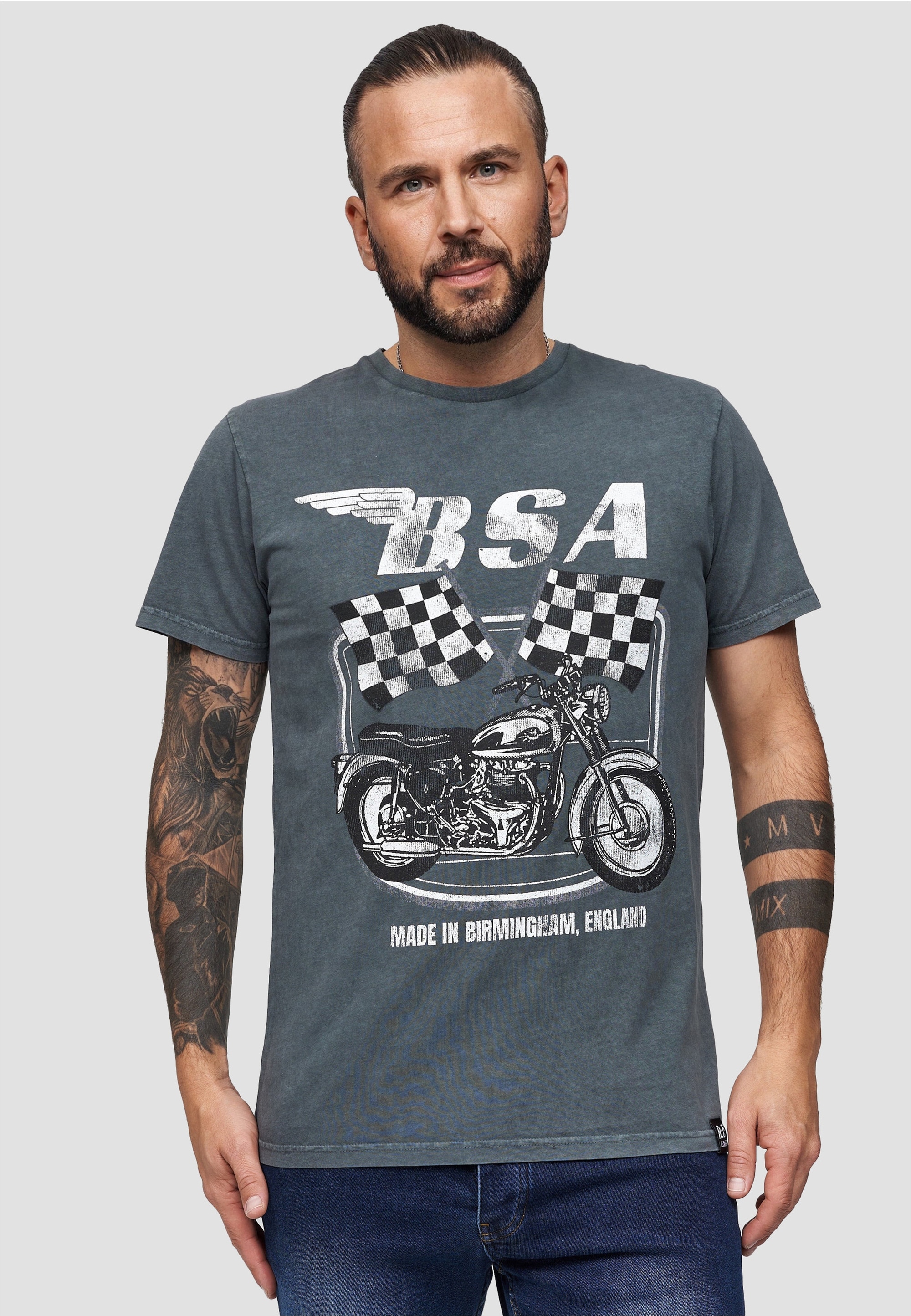 Recovered T-Shirt "BSA British Motor Flag", 1 Stk. mit lässigem BSA-Print i günstig online kaufen
