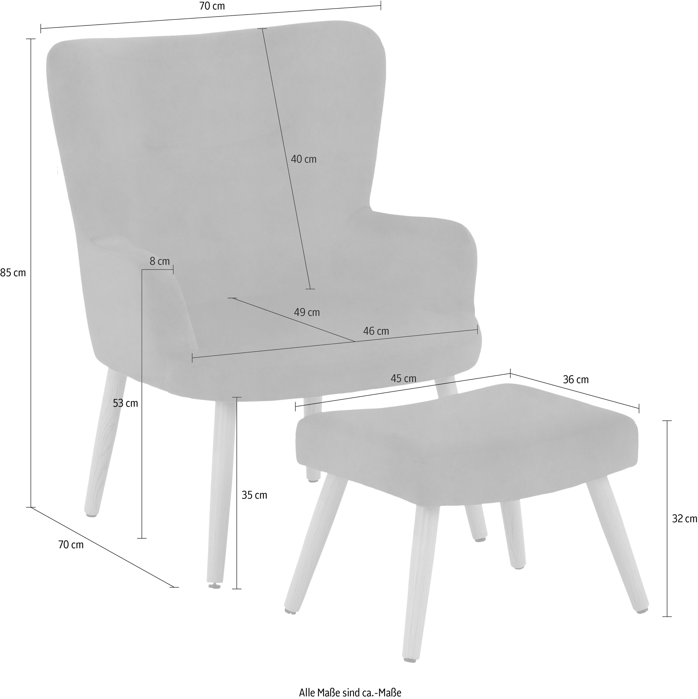 Black Friday INOSIGN | Hocker, 40 unterschiedlichen Bezugsqualitäten, Sessel in »Levent«, Sitzhöhe BAUR cm