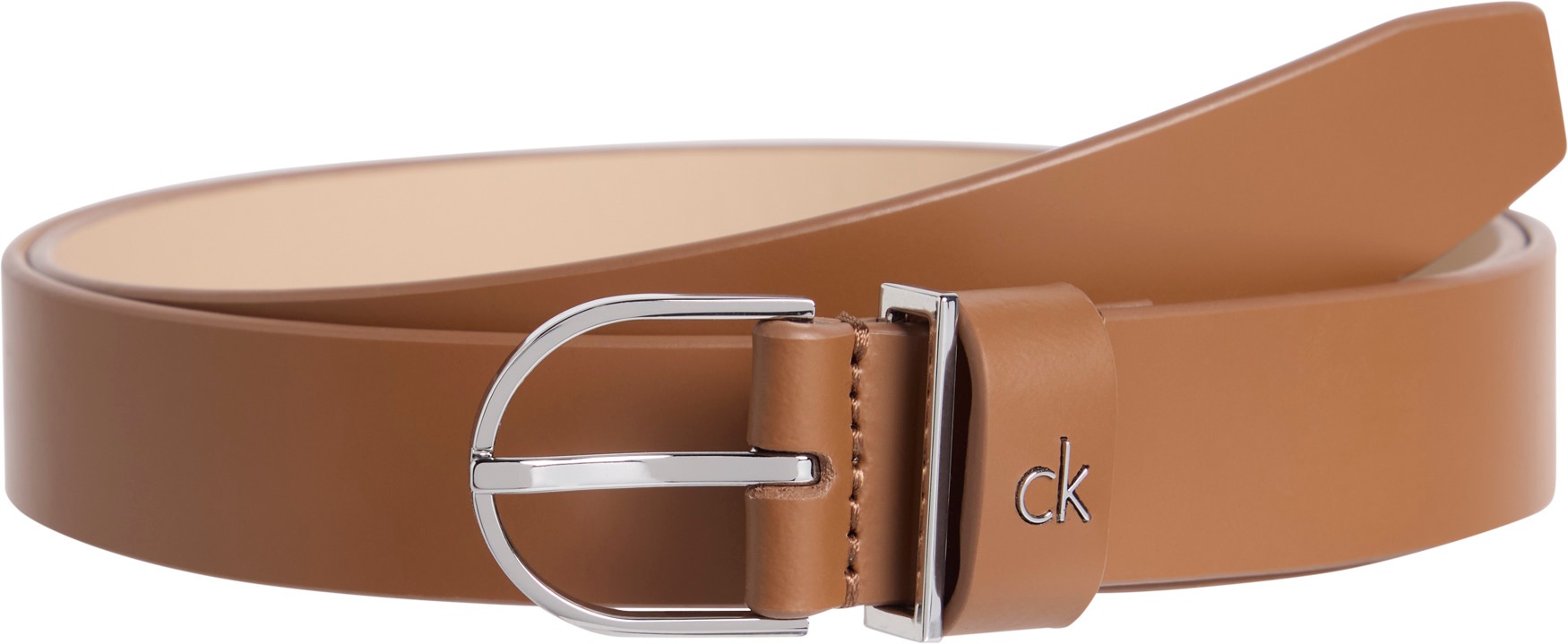 Calvin Klein Ledergürtel "CK METAL LOOP ROUND BUCKLE 2.5", mit Metall-Label günstig online kaufen