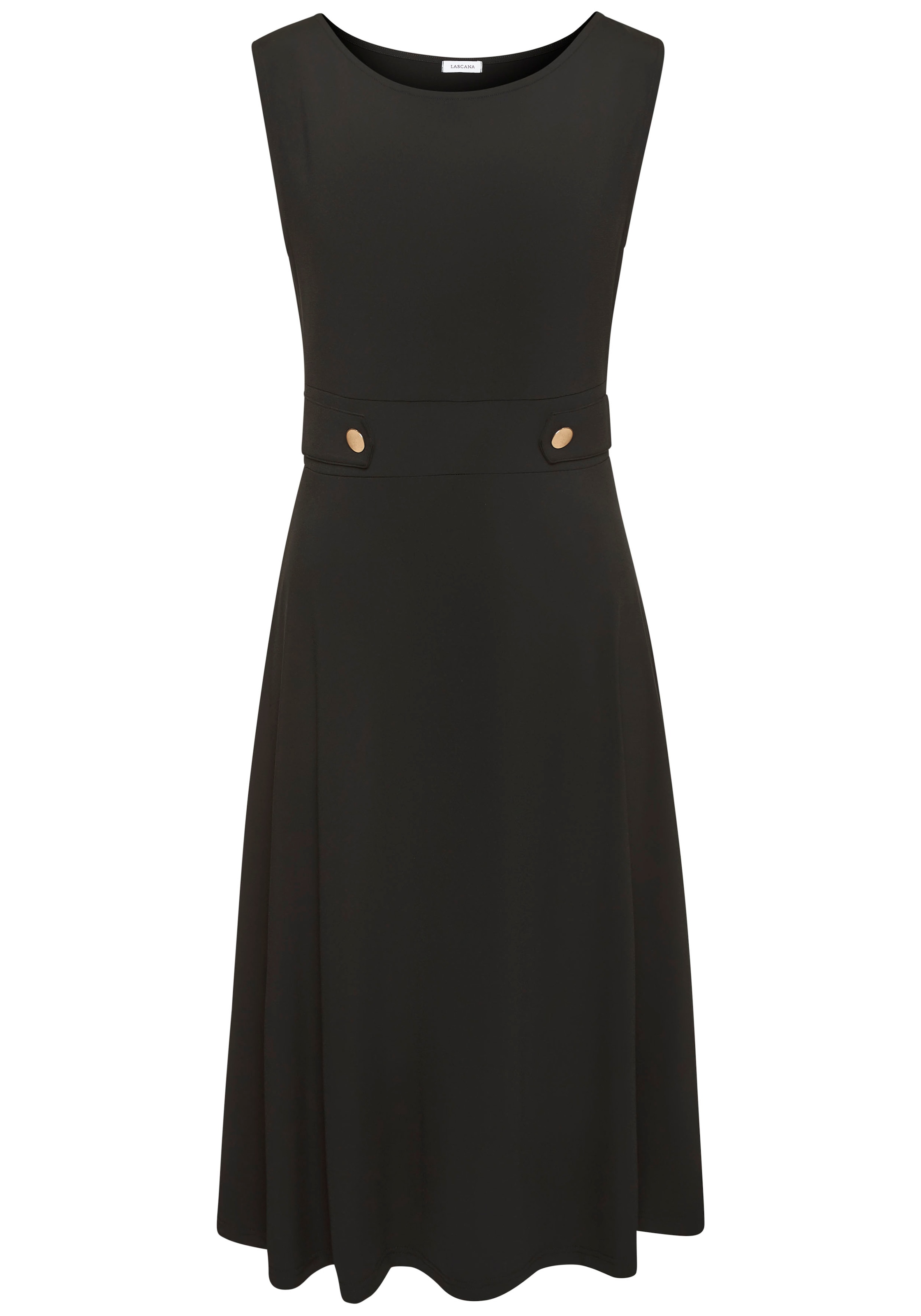 LASCANA Midikleid, mit dekorativen Riegeln und goldenen Zierknöpfen, bügelfrei