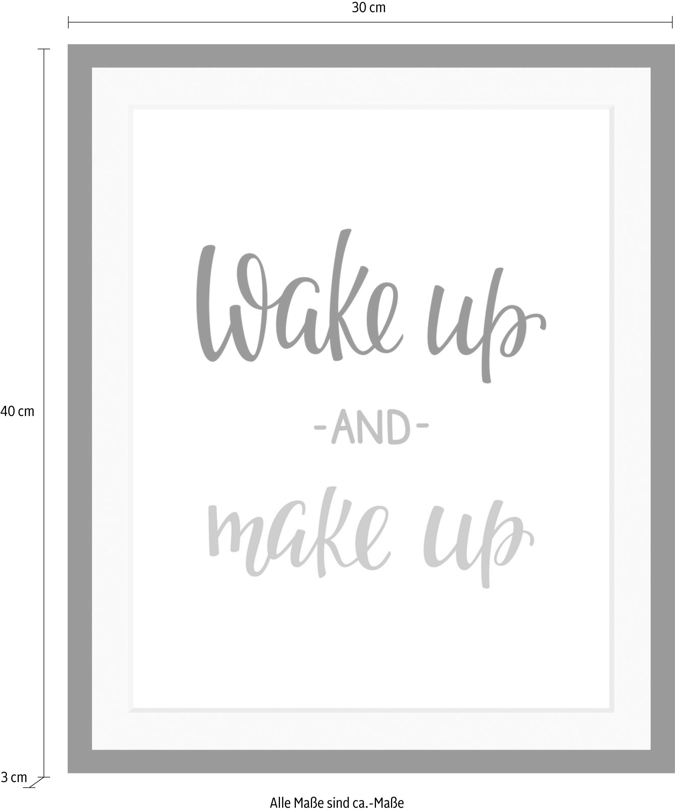 queence Bild »Wake up« Fashion | Motivationsbilder | Schriftzug | Schwarz-Weiß HD Premium Poster-Druck inkl. Holzrahmen