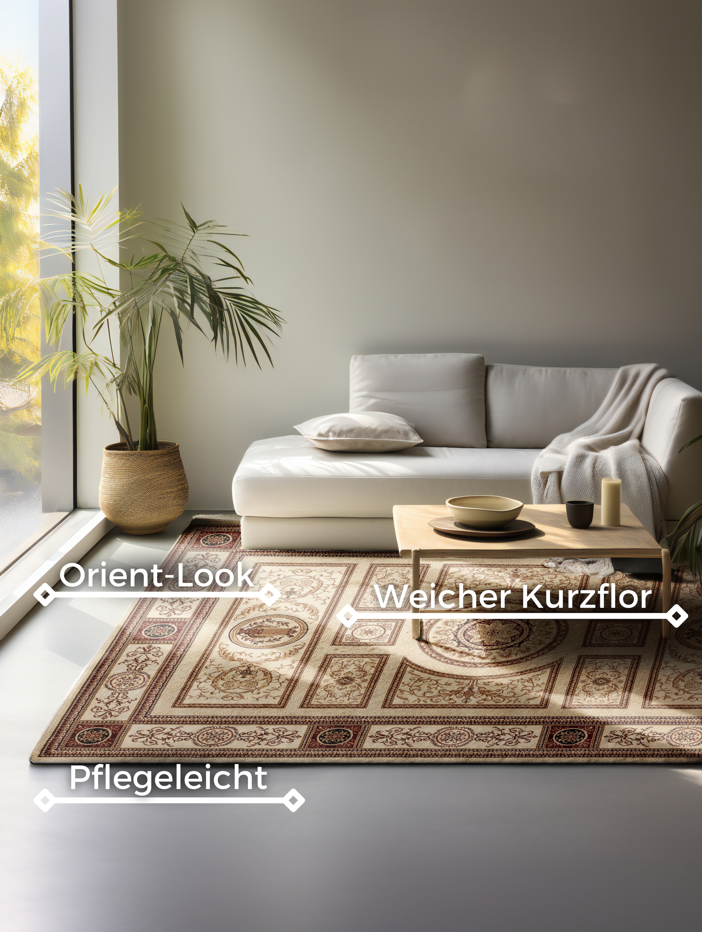 NORTHRUGS Teppich »Guzara«, rechteckig, 8 mm Höhe, Orient Optik, Läufer, strapazierfähig, pflegeleicht, robust