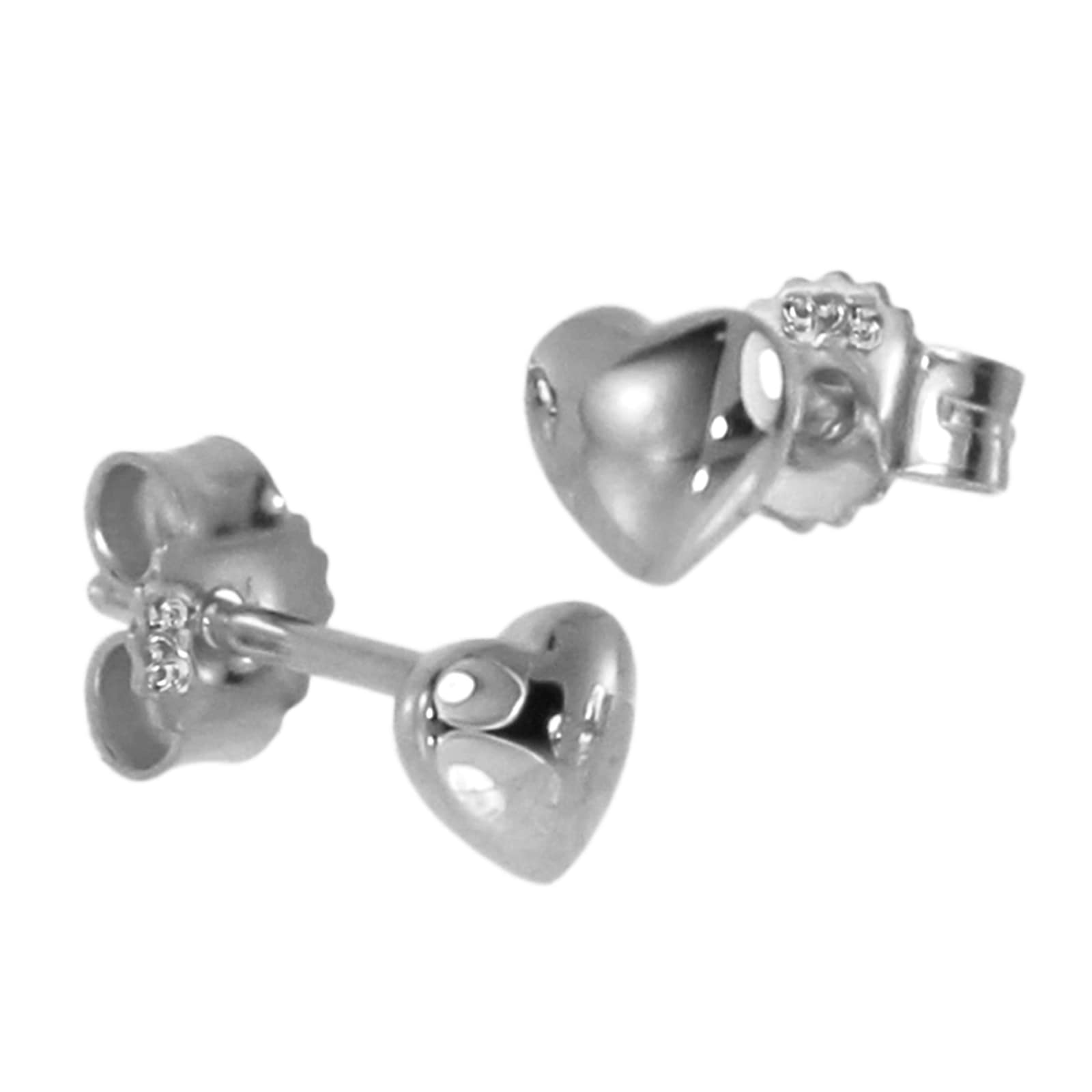 Paar Ohrstecker OSTSEE-SCHMUCK "- kleines Herz - Silber 925/000 -" Gr. 5, silber (silber 925, silberfarben, weiß), Ohrringe, Damen, Silber 925 (Sterlingsilber)