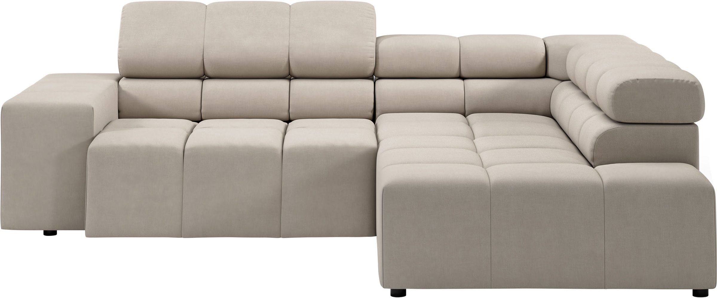 INOSIGN Ecksofa »Ancona, incl. Kopfteilverstellung + 3 Zierkissen, L-Form, bequem«, wahlweise motorische Sitztiefenverstellung, B/T(H: 249/215/70 cm