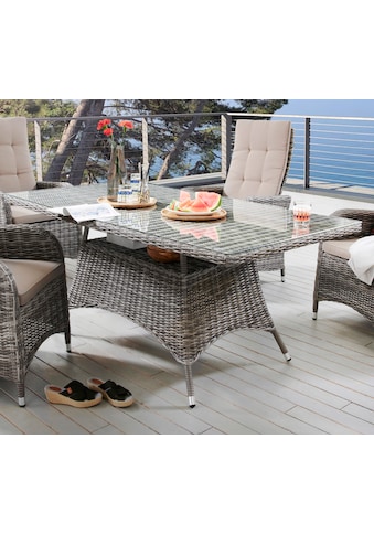 Destiny Glastisch »BAHIA« Polyrattan 165x90x75...