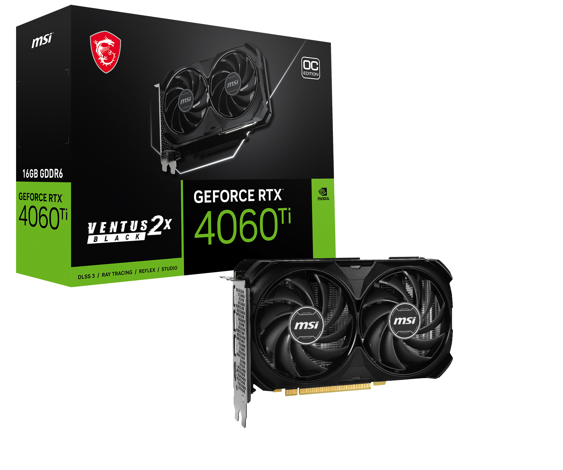 Grafikkarte »RTX 4060 Ti VENTUS 2X BLACK 16G OC«, 16 GB, GDDR6