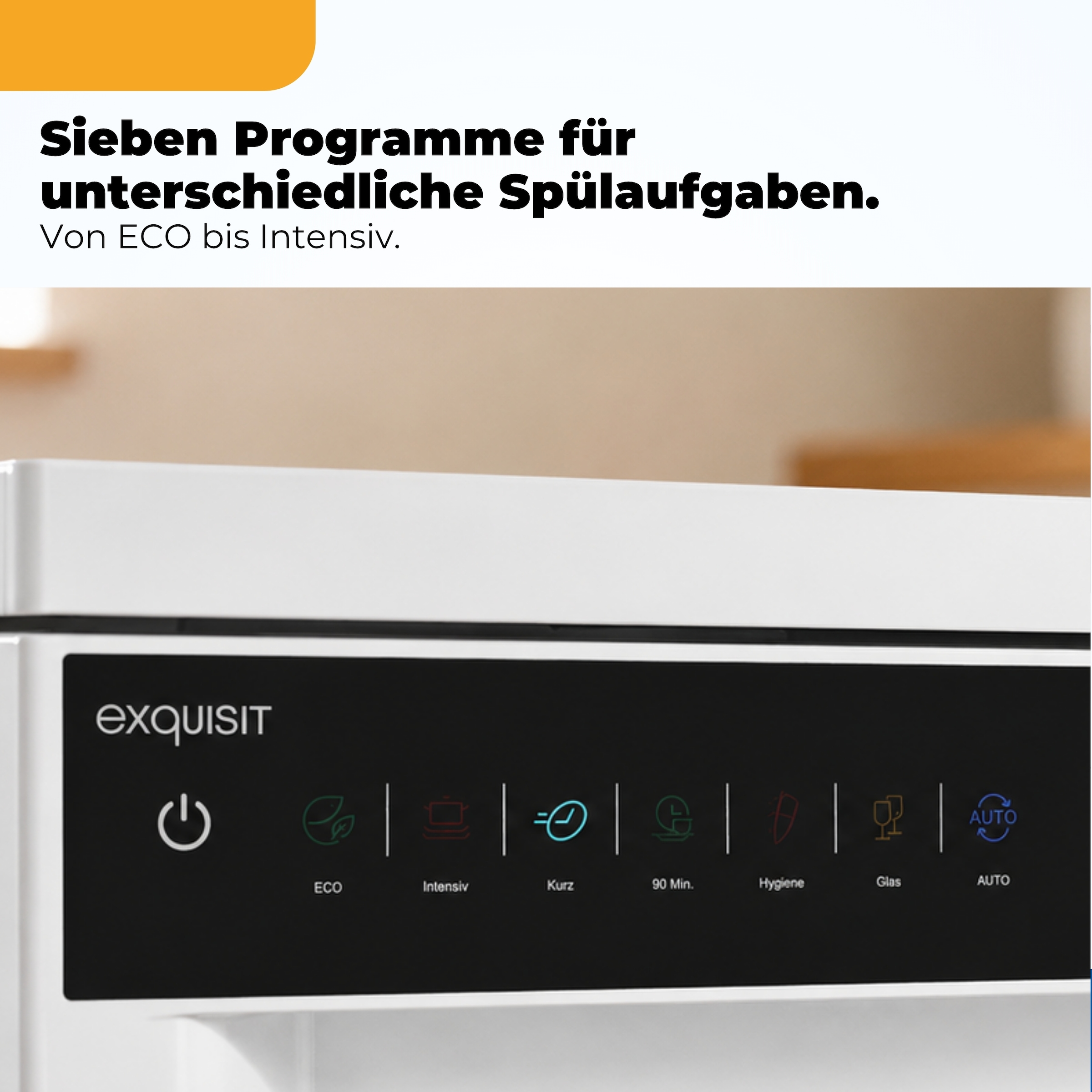 exquisit Standgeschirrspüler 9311 »GSP9311-450C weiss« 9 l 11 tlg. Maßgedecke 10 Maßgedecke, 7 Programme, Besteckschublade, Auto Door Open, AquaStop