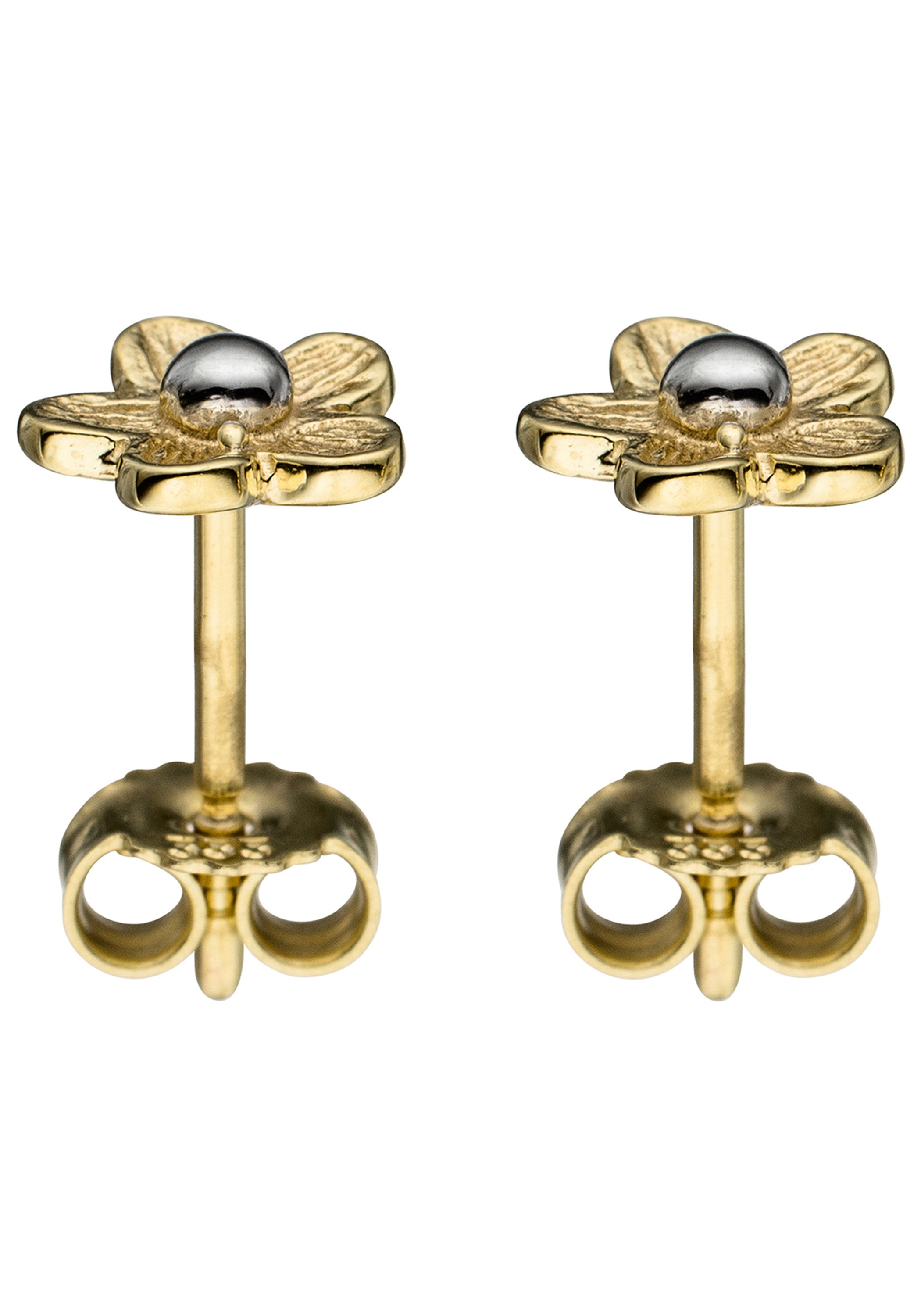 JOBO Paar Ohrstecker »Blume« 333 Gold matt bicolor