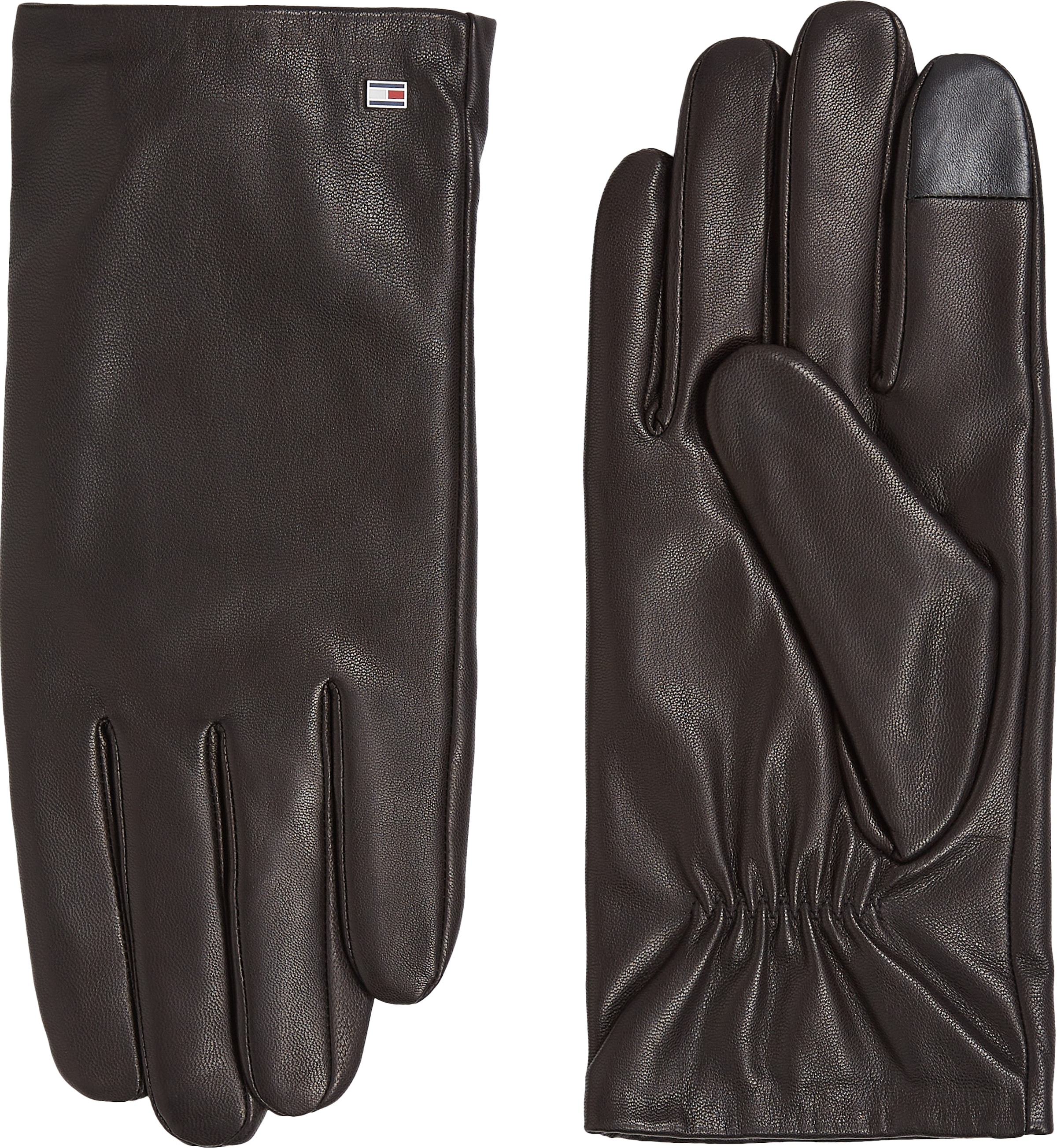 Tommy Hilfiger Lederhandschuhe »ESSENTIAL FLAG LEATHER GLOVES«, mit Tommy Hilfiger Flagge