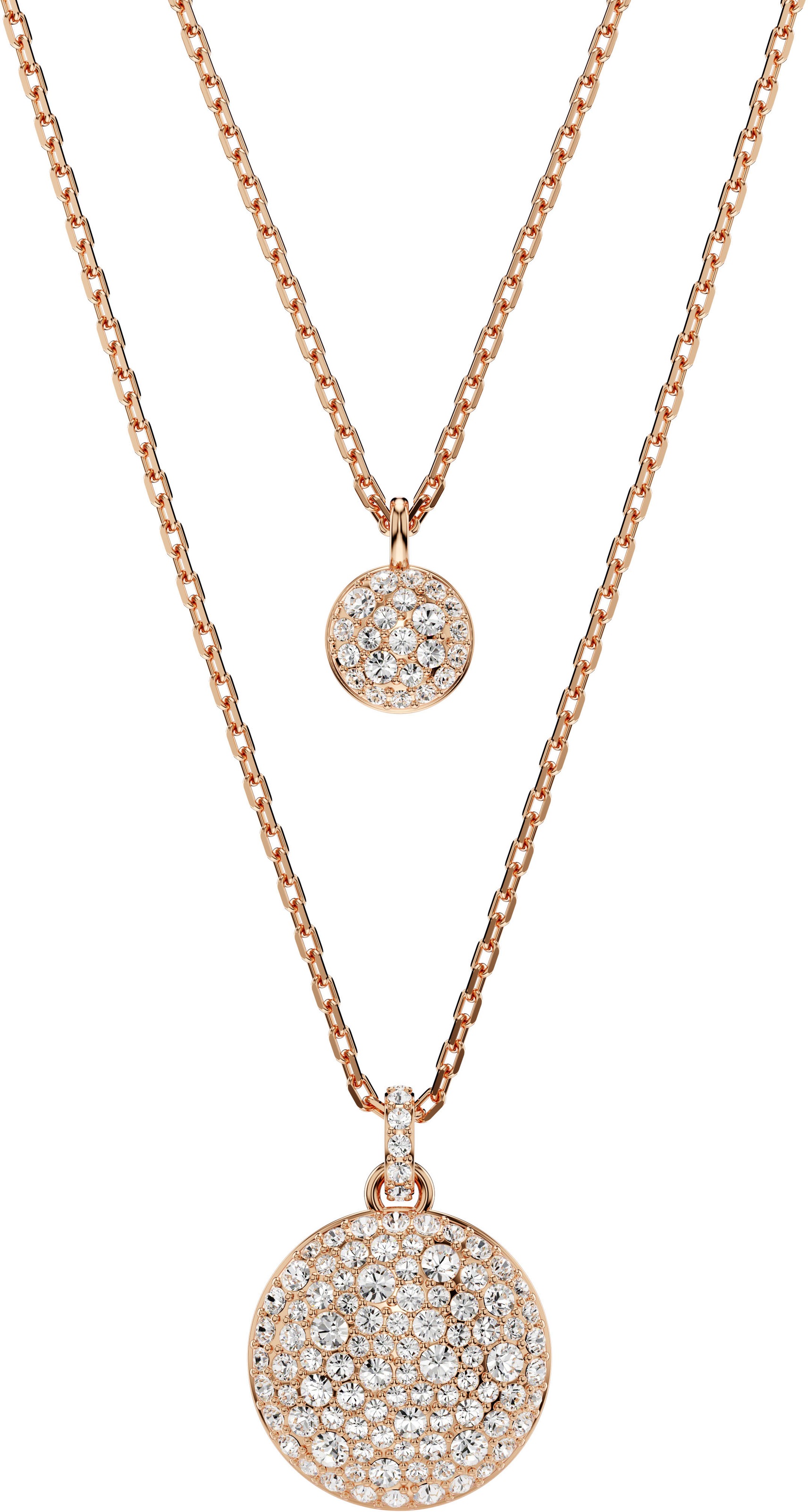 Ketten-Set SWAROVSKI "Sublima Round im Lagenlook", rosa (roségoldfarben, kristallweiß), Halsketten, Damen, Metall, L: 45, mit Swarovski Kristall 2