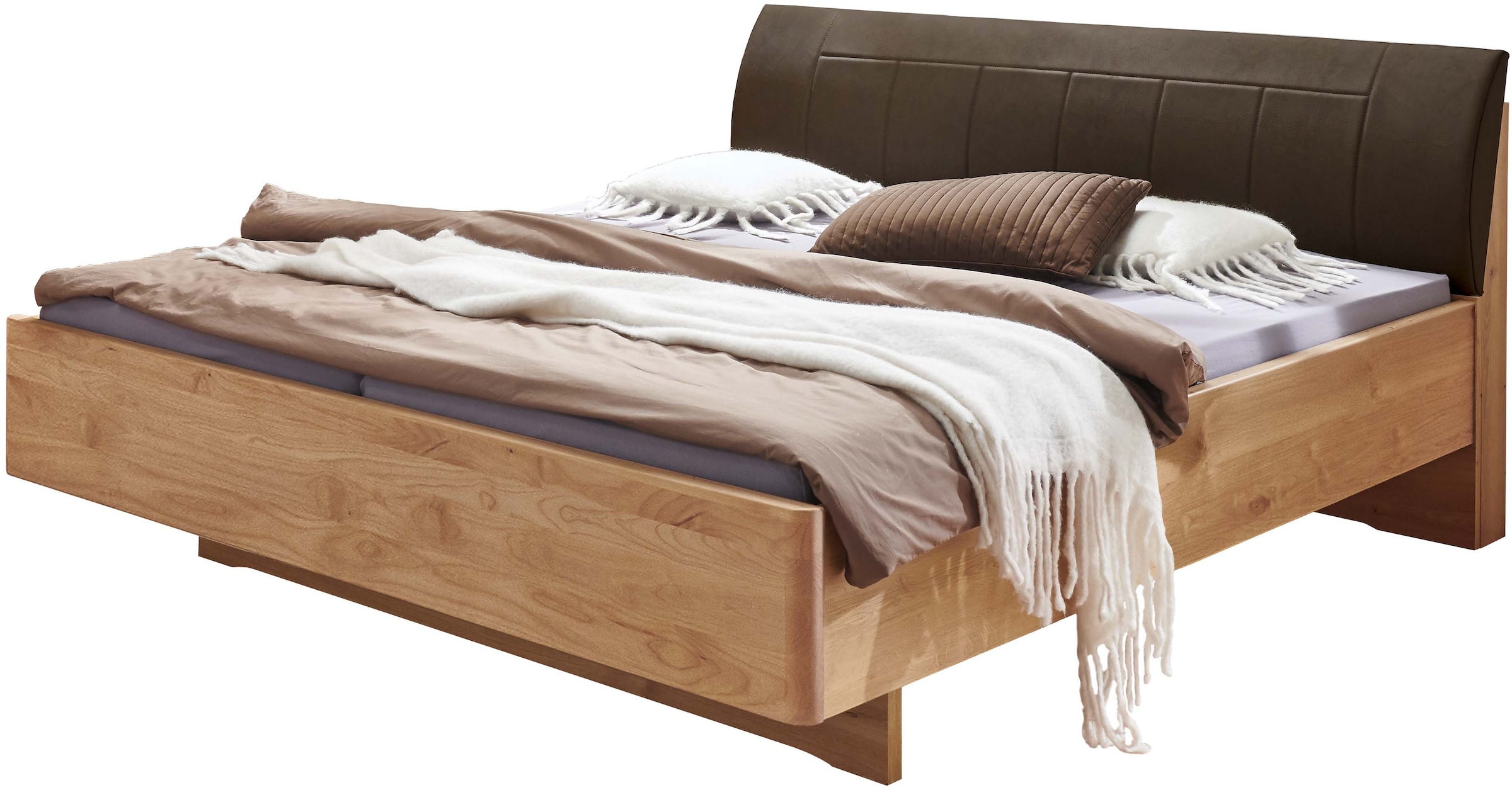 WIEMANN Holzbett "Cardiff, Bettgestell, Bettrahmen, teilmassiv, mit Polster günstig online kaufen