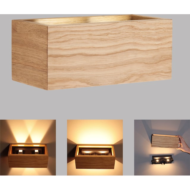 BAUR HONSEL LED & Wandleuchte FISCHER »Shine-Wood«, 4 langlebige flammig-flammig, |