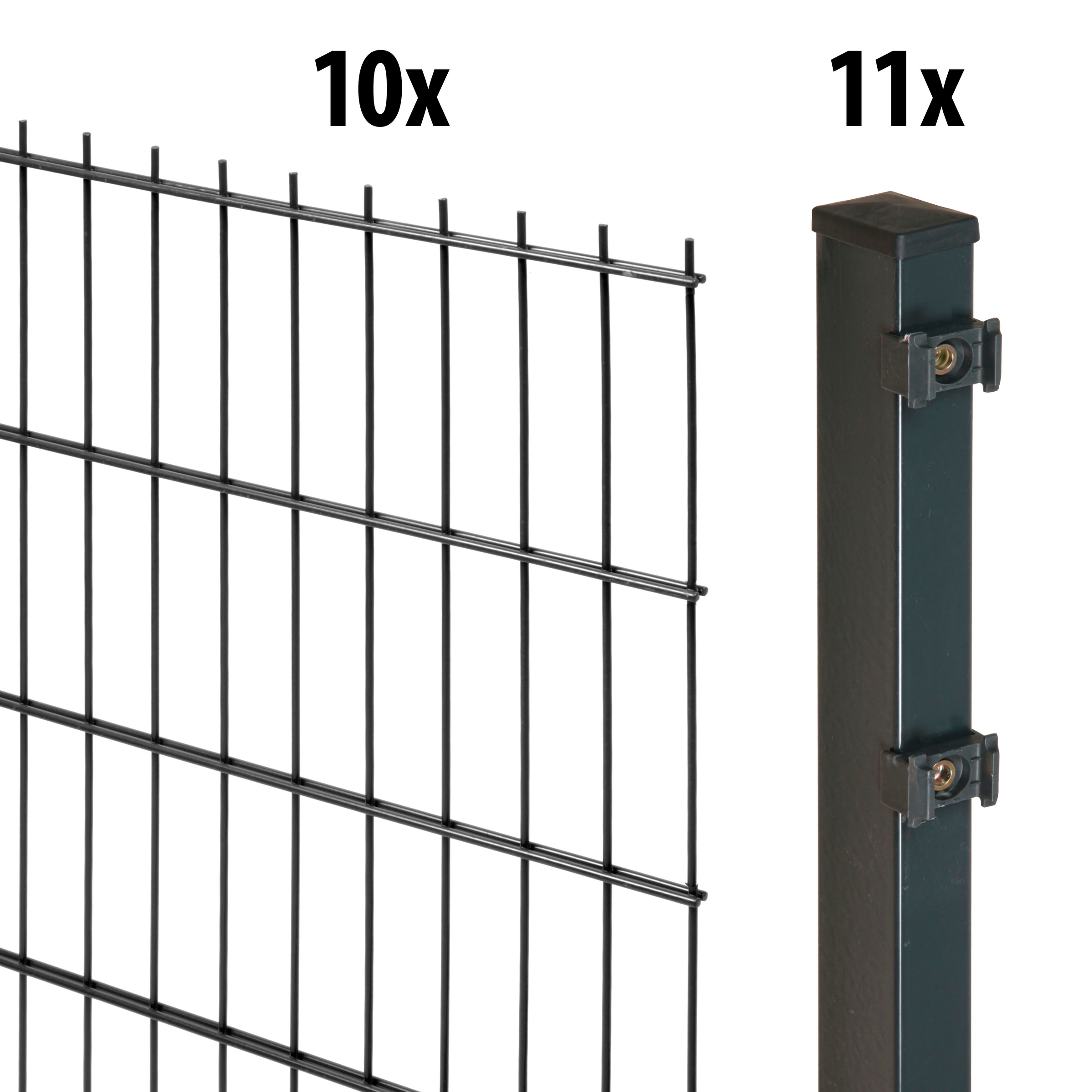 GARDEN N MORE Doppelstabmattenzaun "Excellent", 10 Elemente für 20 m, LxH: 200 x 123 cm, mit 11 Pfosten