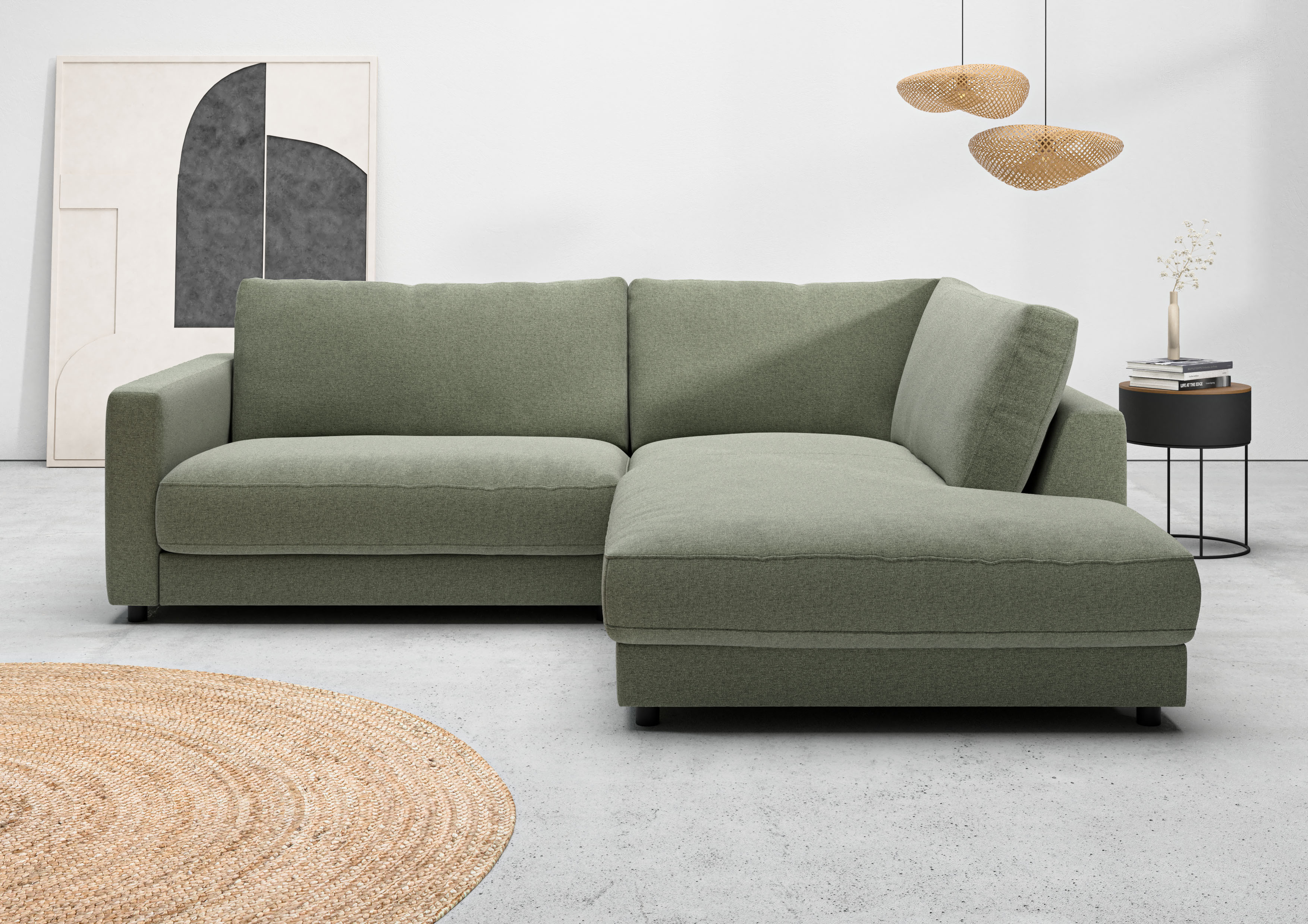 Home affaire Ecksofa "Ecksofa Jiro, L-Form, große Sitztiefe, Breite 252 cm" lose Sitz- & Rückenkissen, weicher Polsteraufbau, komfortabel & modern
