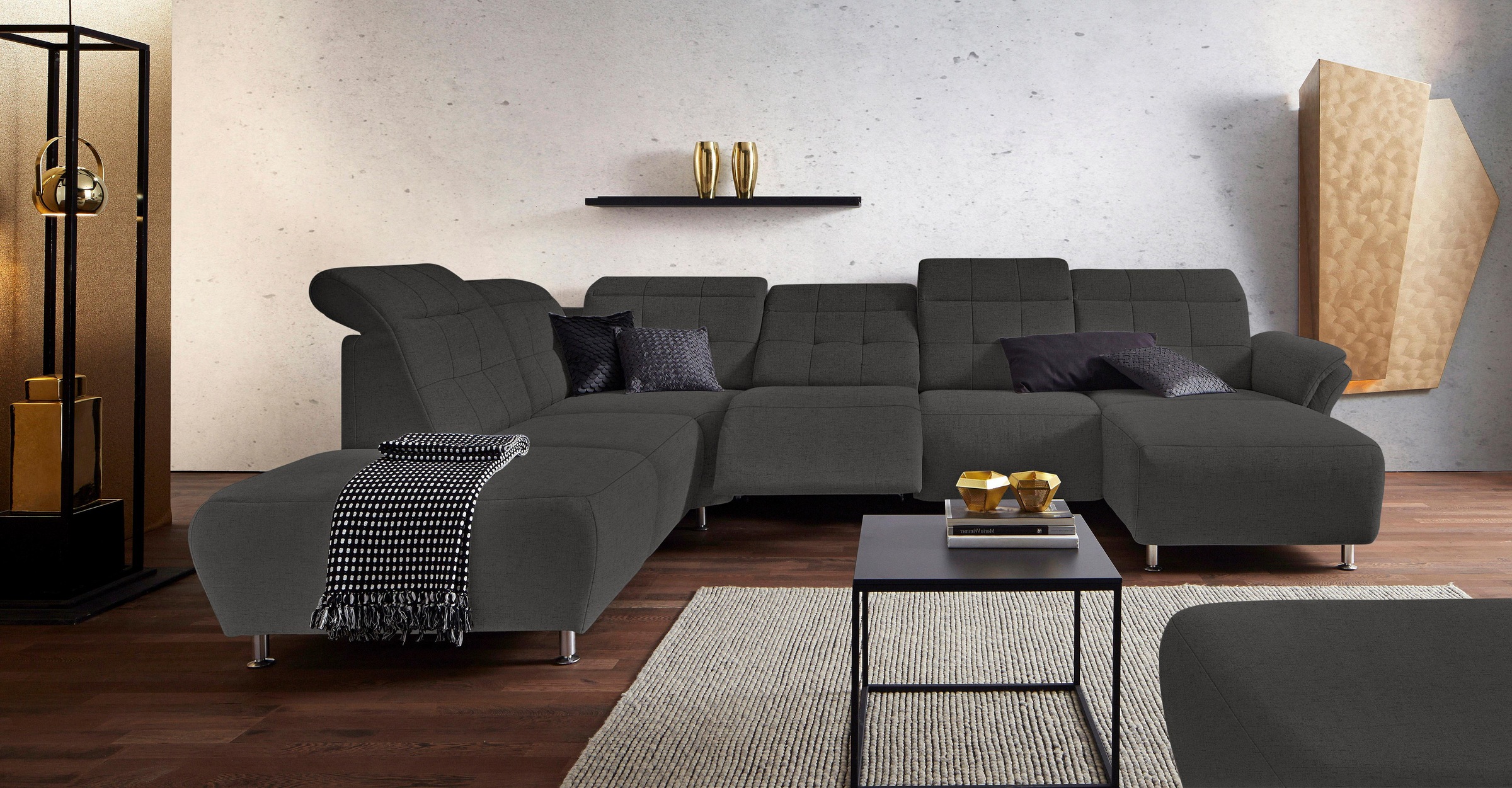 Home affaire Wohnlandschaft "Manhattan U-Form" 2 Sitze mit elektrischer Rel günstig online kaufen