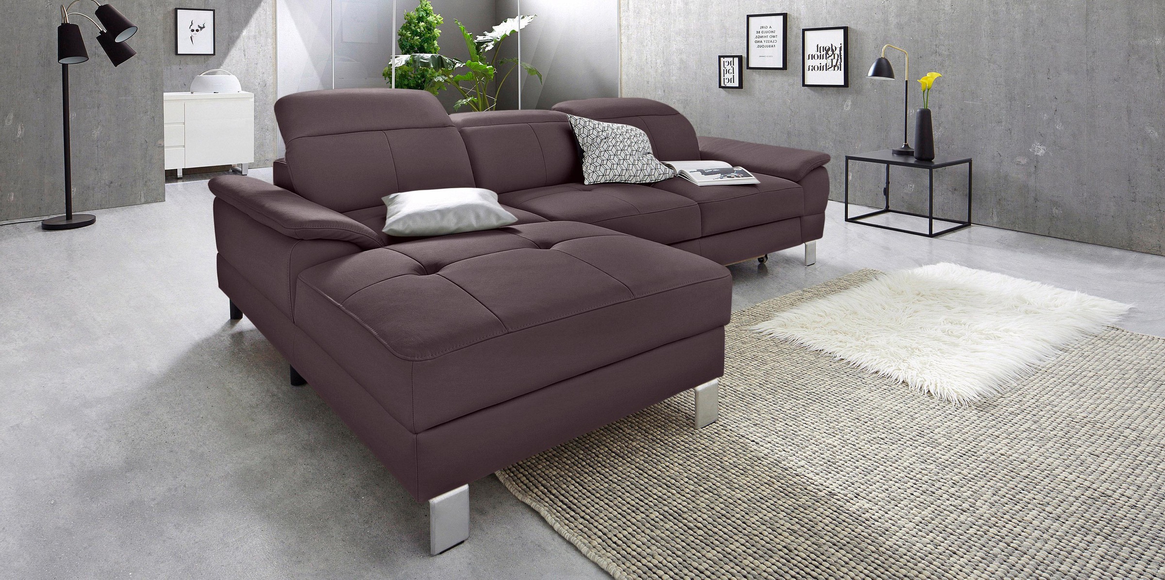 exxpo - sofa fashion Ecksofa »Mantua 2, inkl. Kopf- bzw. Rückenverstellung, bequem, L-Form«, wahlweise mit Bettfunktion und Bettkasten, tolle Verarbeitungsdetails