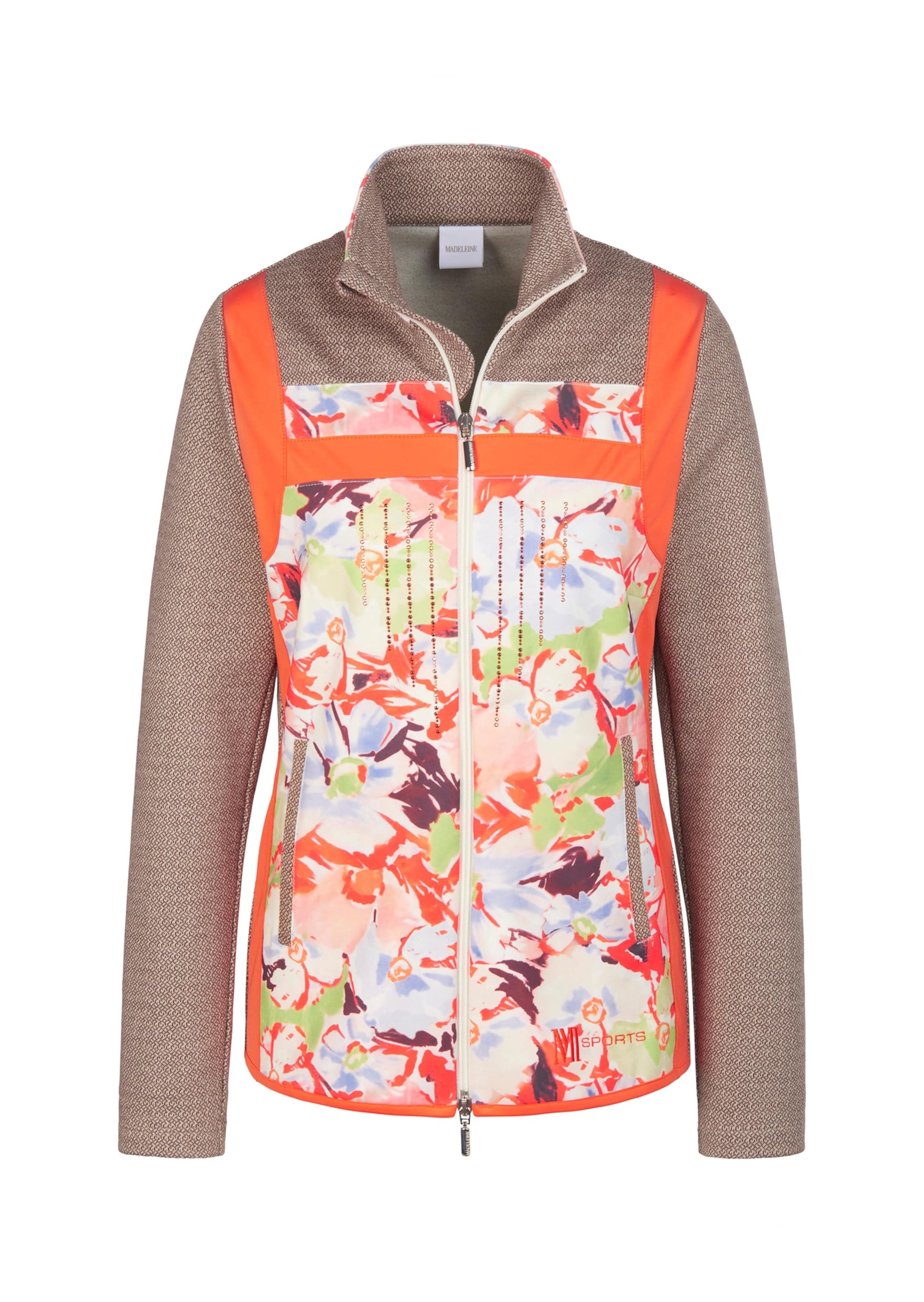 "Outdoorjacke MADELEINE ""Jacke Fitness-Jacke"", Damen, Gr. 40, braun (muskatbraun, multicolor), Obermaterial: 47% Polyester PES. 44% Viskose CV. 9%