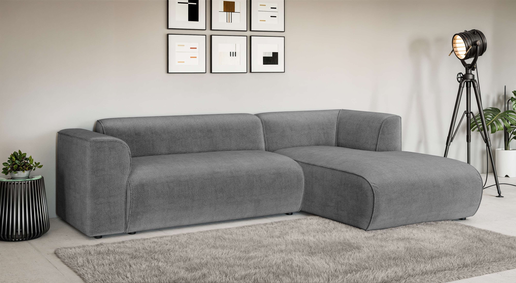 INOSIGN Ecksofa »MERID L-Form (257 cm), zeitlos & stilvolles Design,«, Aufwendig gepolstert, in Cord, Chenille und Struktur