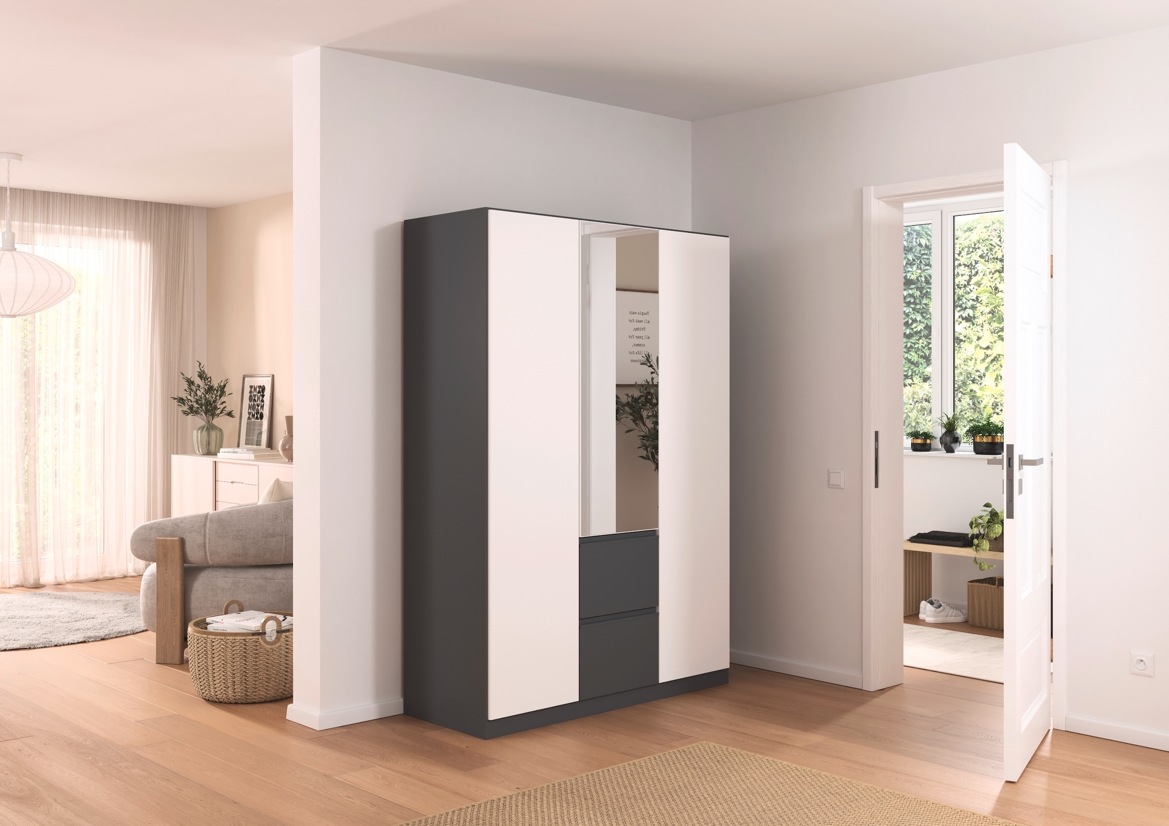 rauch Drehtürenschrank »Kleiderschrank Schrank Garderobe Wäscheschrank BRISTOL in 2 Breiten«, grifflose Front mit Push-to-Open Funktion in 2 Breiten MADE IN GERMANY