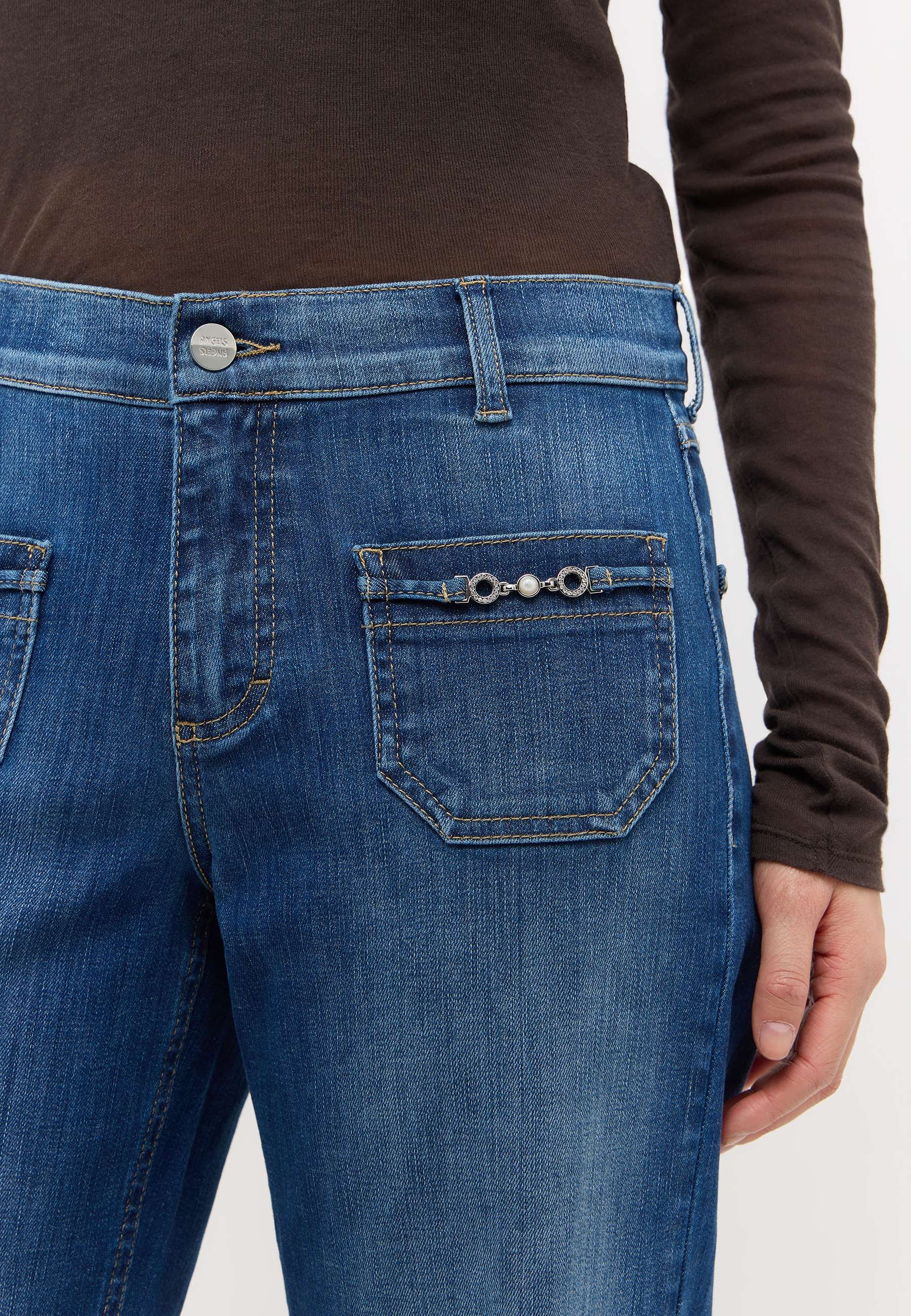 ANGELS Gerade Jeans »LIZ GLORY« Wide Leg, mit Schmuckelementen an den Vordertaschen