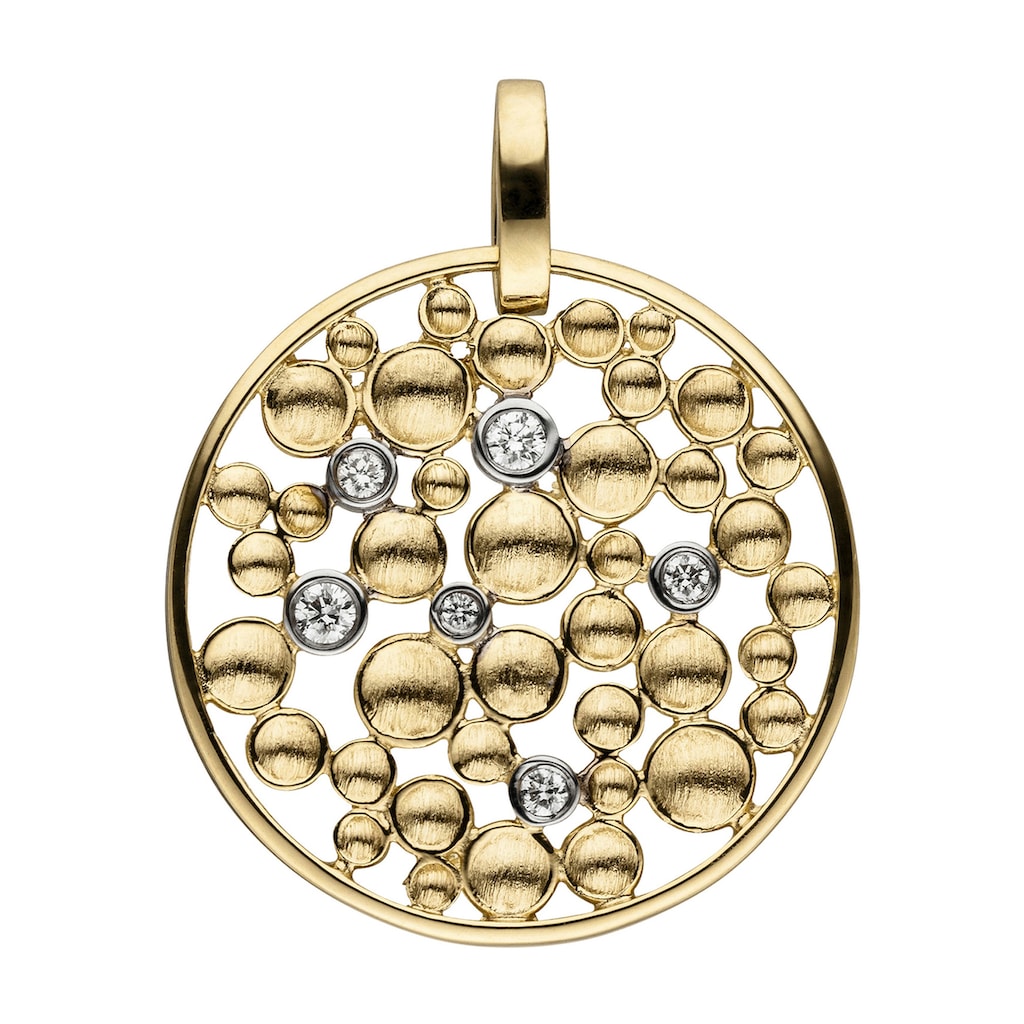 JOBO Kettenanhänger »Anhänger rund« 585 Gold mit 6 Diamanten