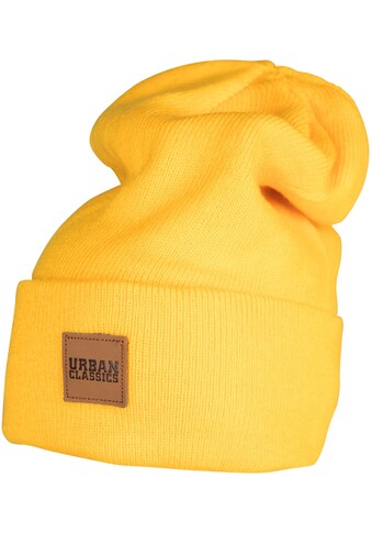 Beanie »Urban Classics Unisex Synthetic Leatherpatch Long Beanie«, (1 St.)