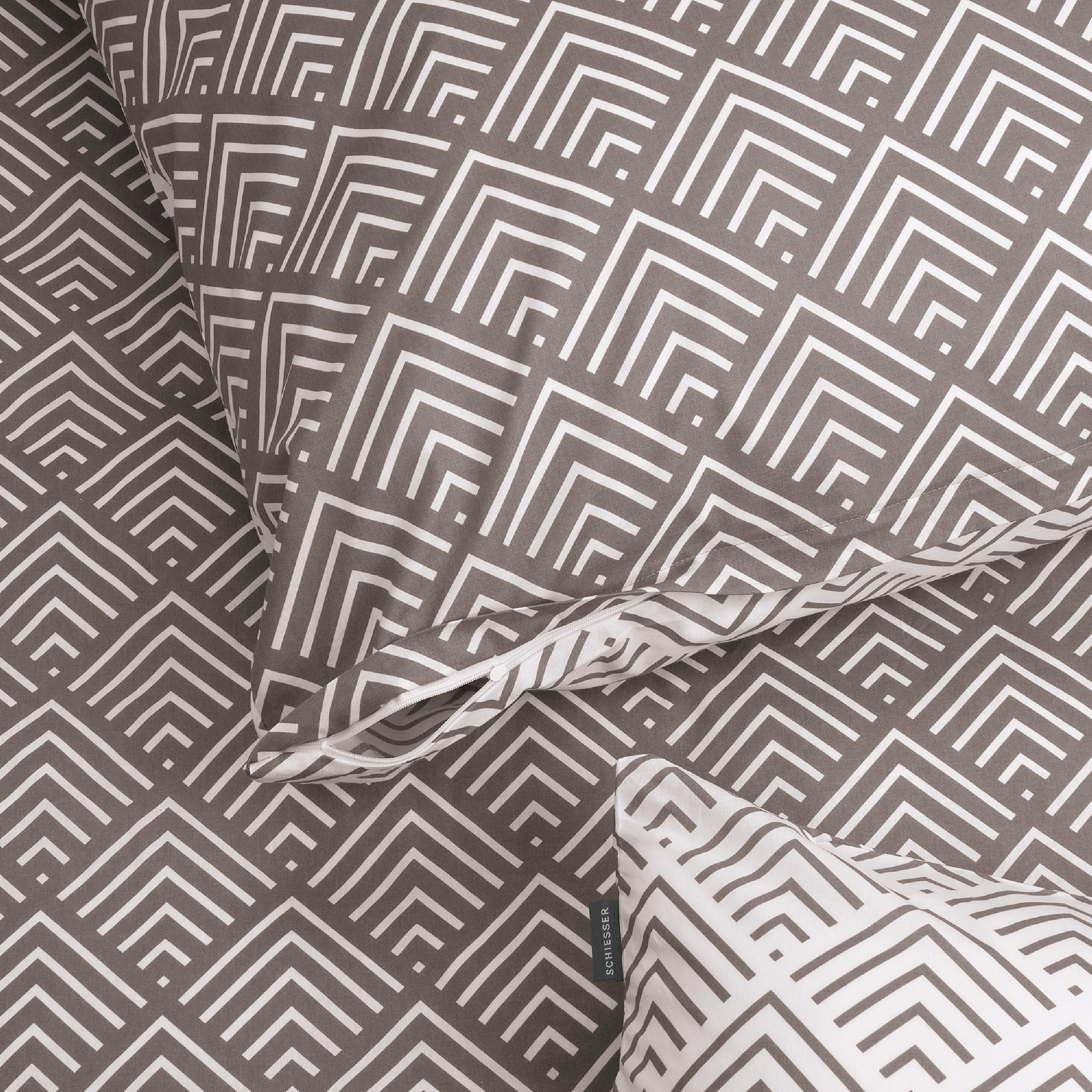 Thumbnail - Schiesser Bettwäsche "Mabel aus weicher Baumwolle mit abstraktem Muster" 2 Stk. tlg. MADE IN GREEN by OEKO-TEX