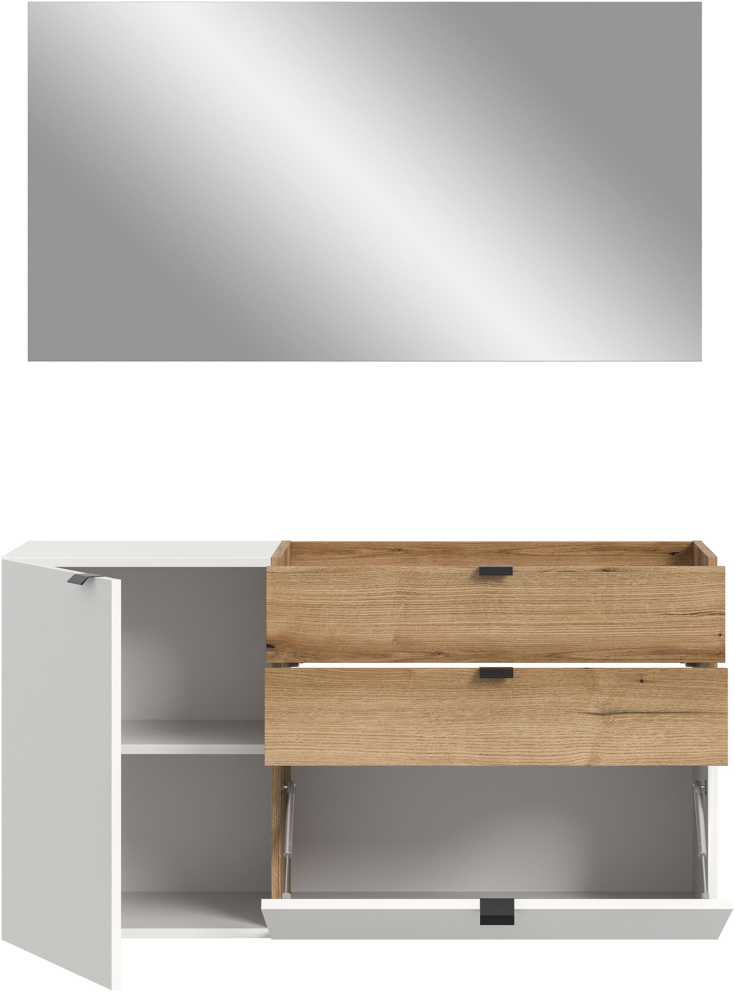 INOSIGN Garderoben-Set »Oran« Set, 2 Stk. tlg. Oran, Evoke Oak, weiß, Garderobenset, Spiegel, Schrank, Flurmöbel